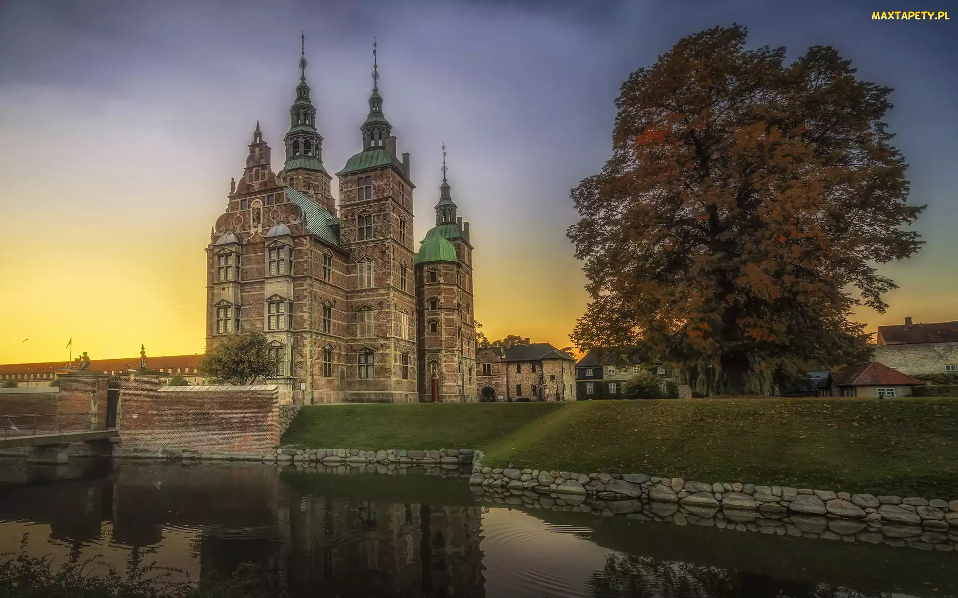 Kopenhaga, Fosa, Dania, Muzeum, Drzewo, Zamek Rosenborg, Budynki, Jesień