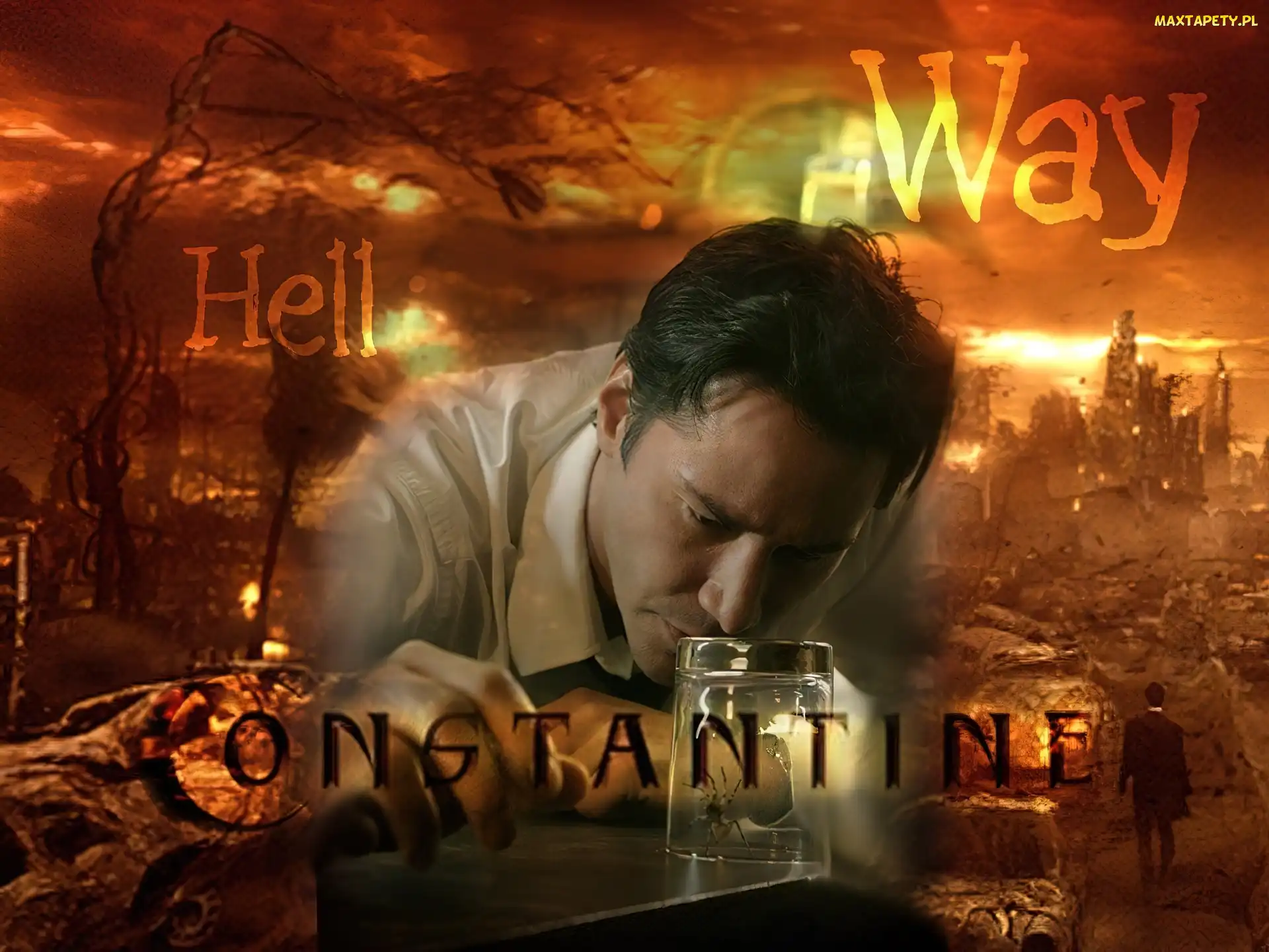 Keanu Reeves, szklanka, Constantine