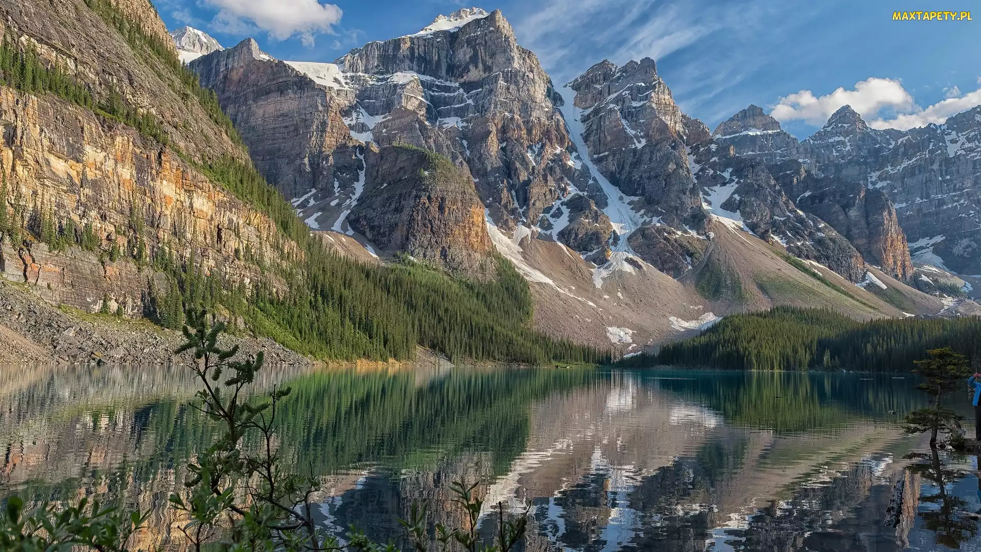 Kanada, Park Narodowy Banff, Moraine Lake, Jezioro, Góry, Drzewa
