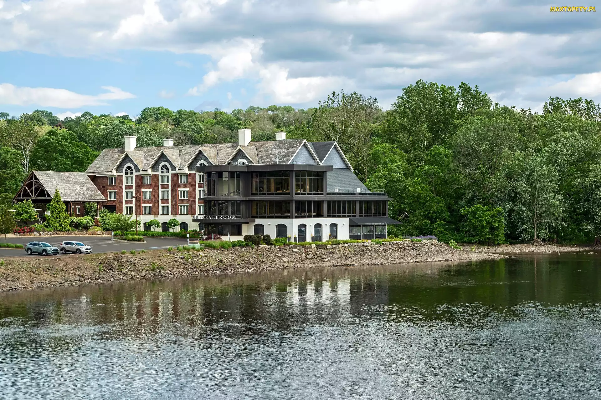Lambertville Station Restaurant, Rzeka, Hotel, Drzewa, Stan Nowy Jork, Restauracja, Stany Zjednoczone, Delaware River