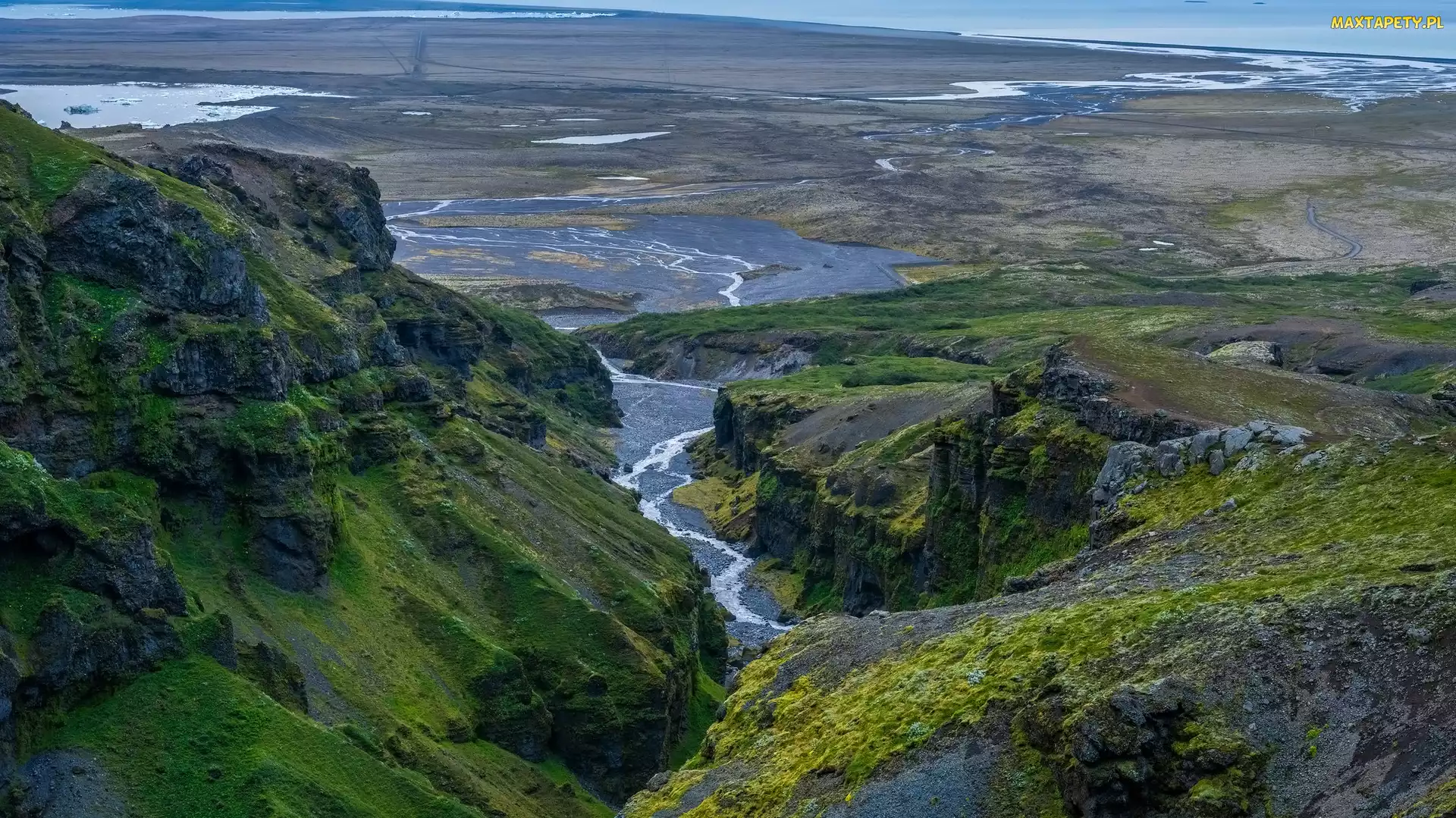 Wodospady, Islandia, Skały, Góry, Kanion Mulagljufur