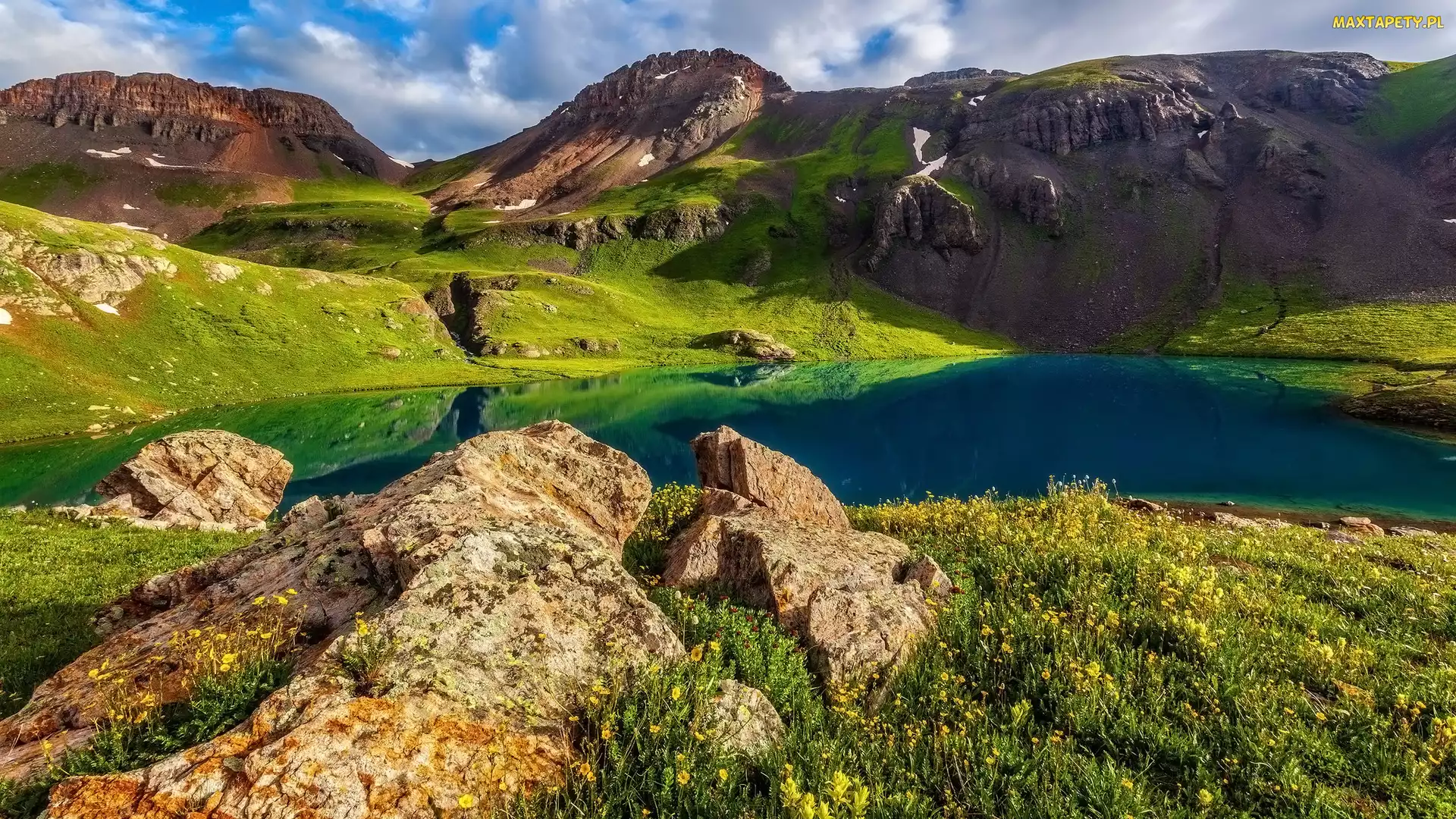 Kolorado, San Juan, Kwiaty, Stany Zjednoczone, Lake Basin, Góry, Jezioro