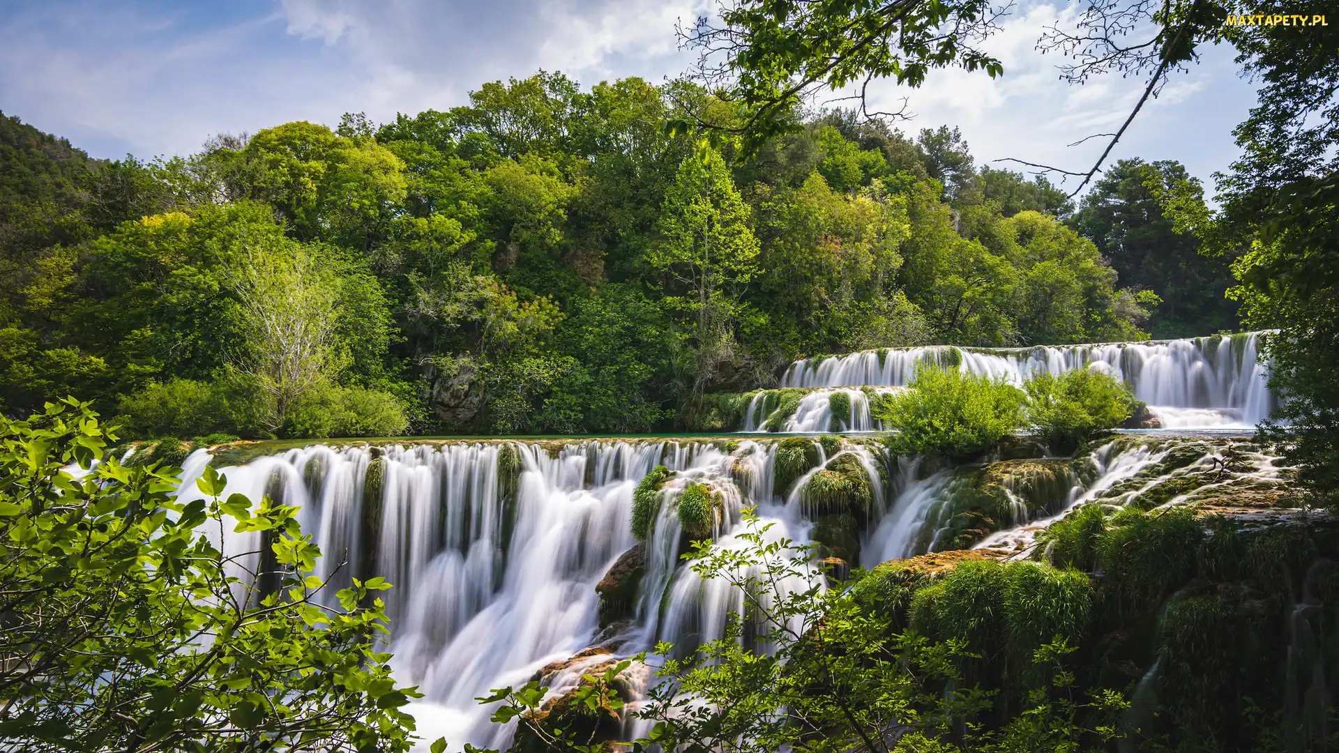Chorwacja, Park Narodowy Krka, Skadinski, Wodospad, Drzewa, Las