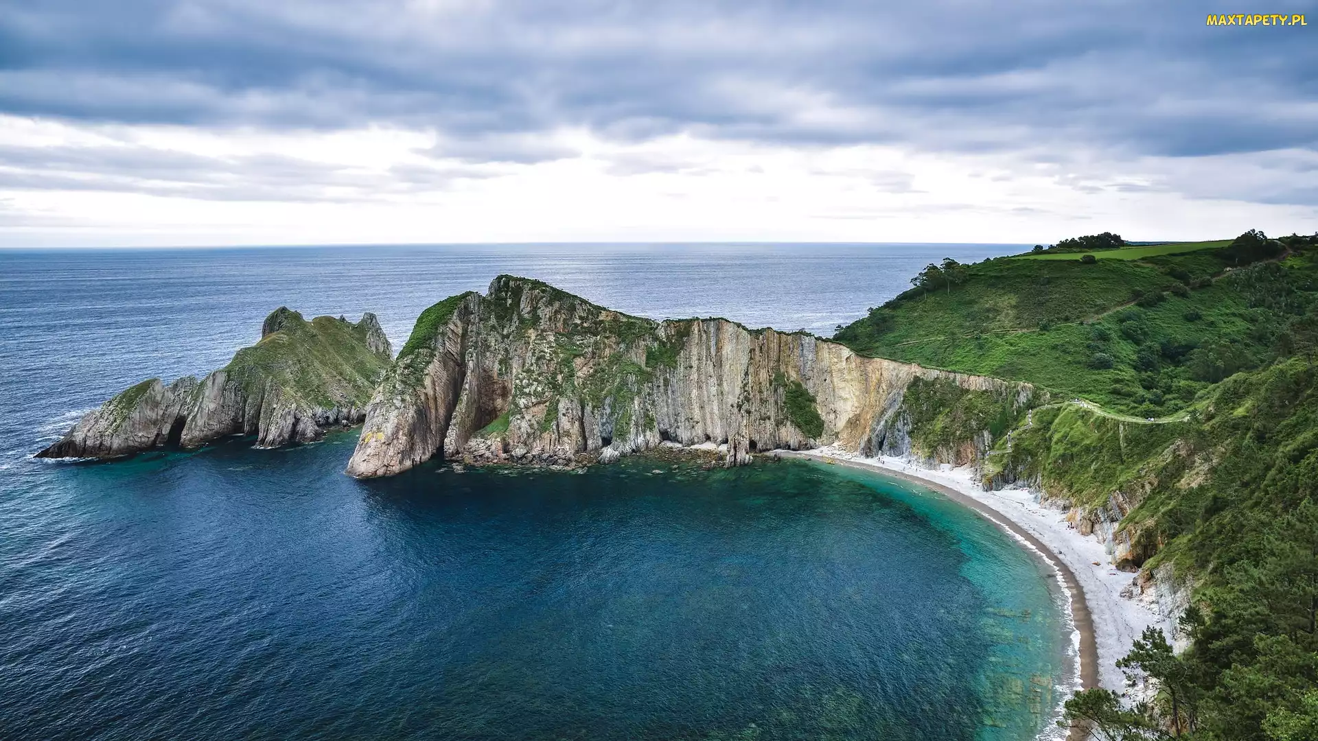 Asturia, Playa Del Silencio, Skały, Hiszpania, Plaża, Morze, Klif