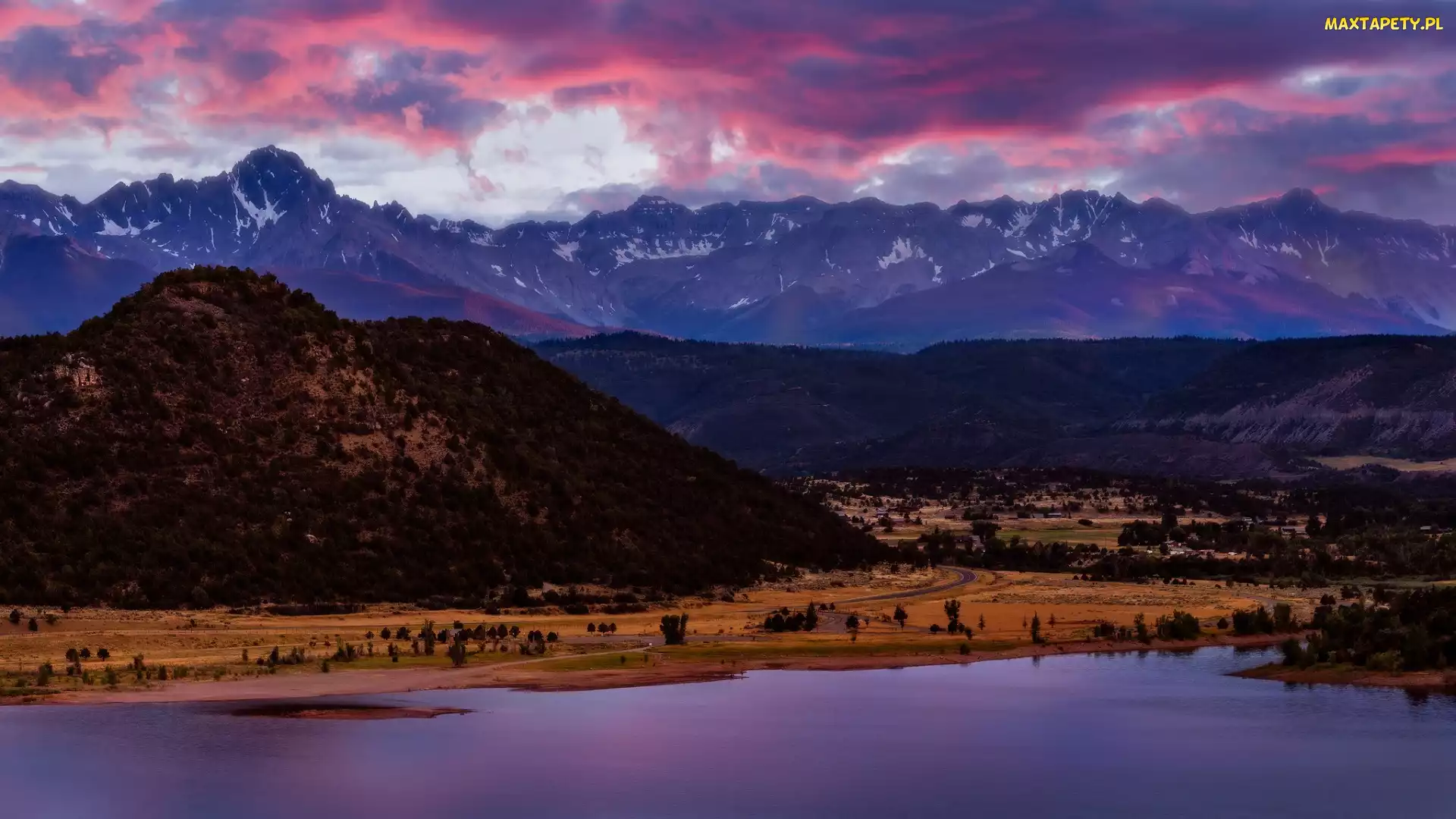 Stany Zjednoczone, Blue Lake, Jezioro, Stan Kolorado, Góra, San Juan Mountains, Mount Sneffels, Drzewa, Góry, Jesień