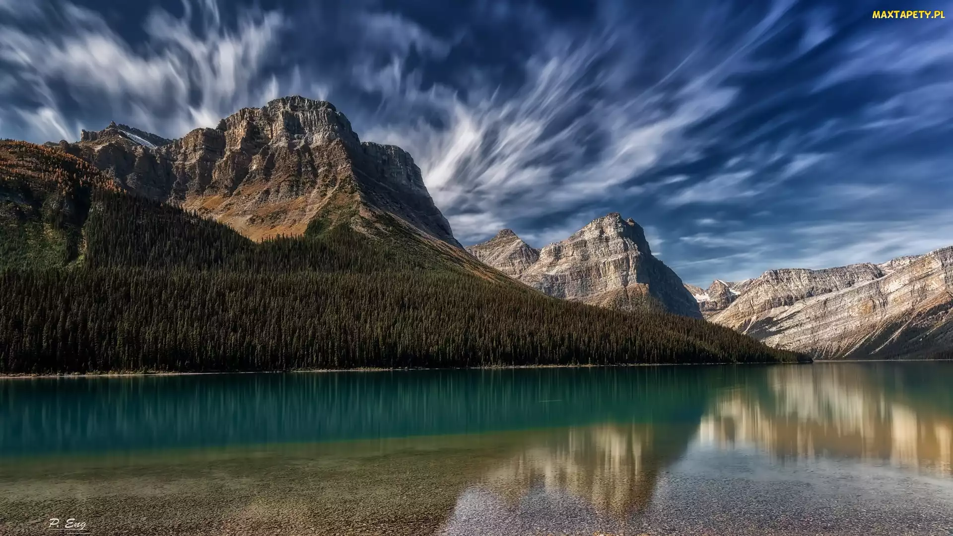 Kanada, Park Narodowy Banff, Jezioro, Góry, Hector Lake, Las
