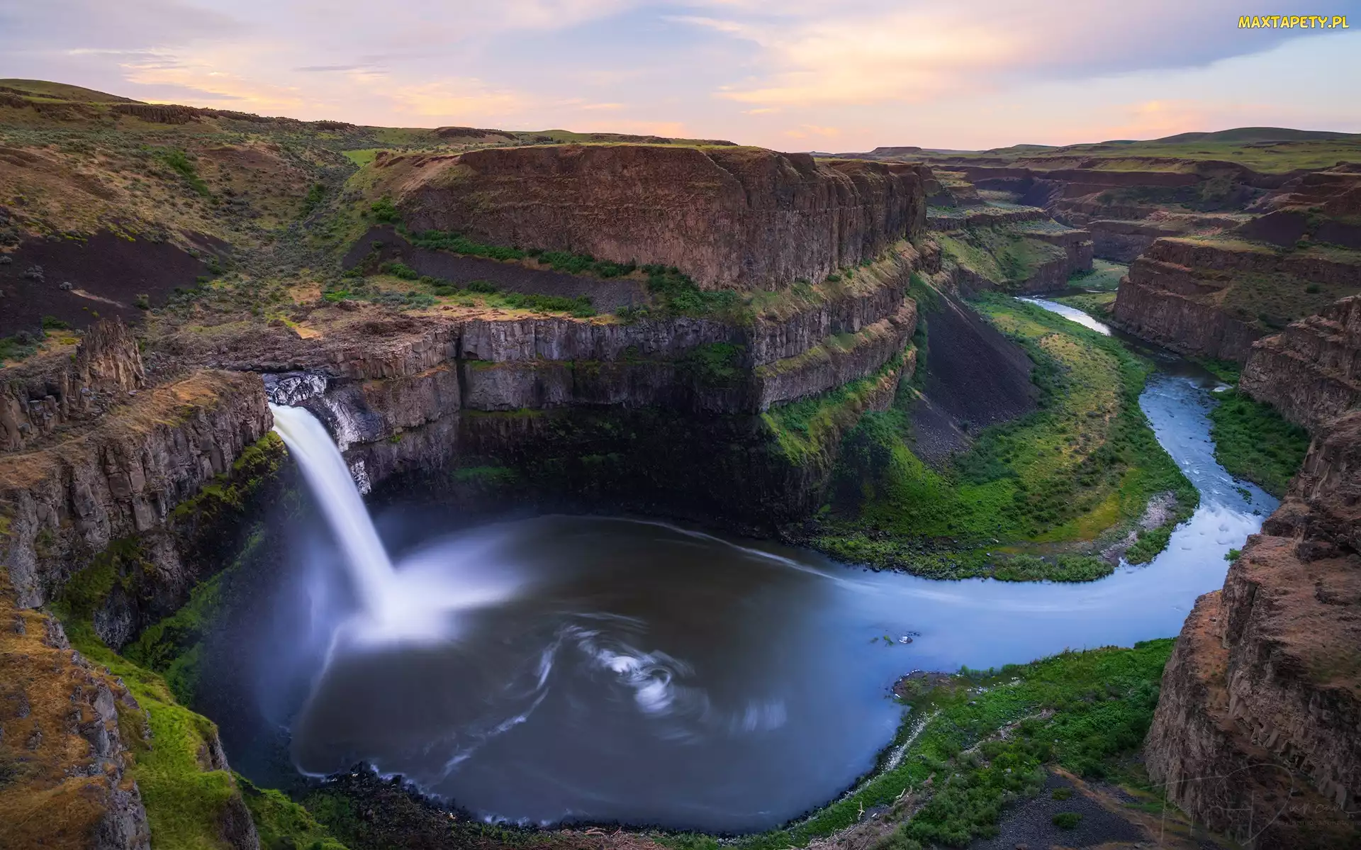 Stany Zjednoczone, Stan Waszyngton, Palouse River, Rzeka, Wodospad Palouse, Skały