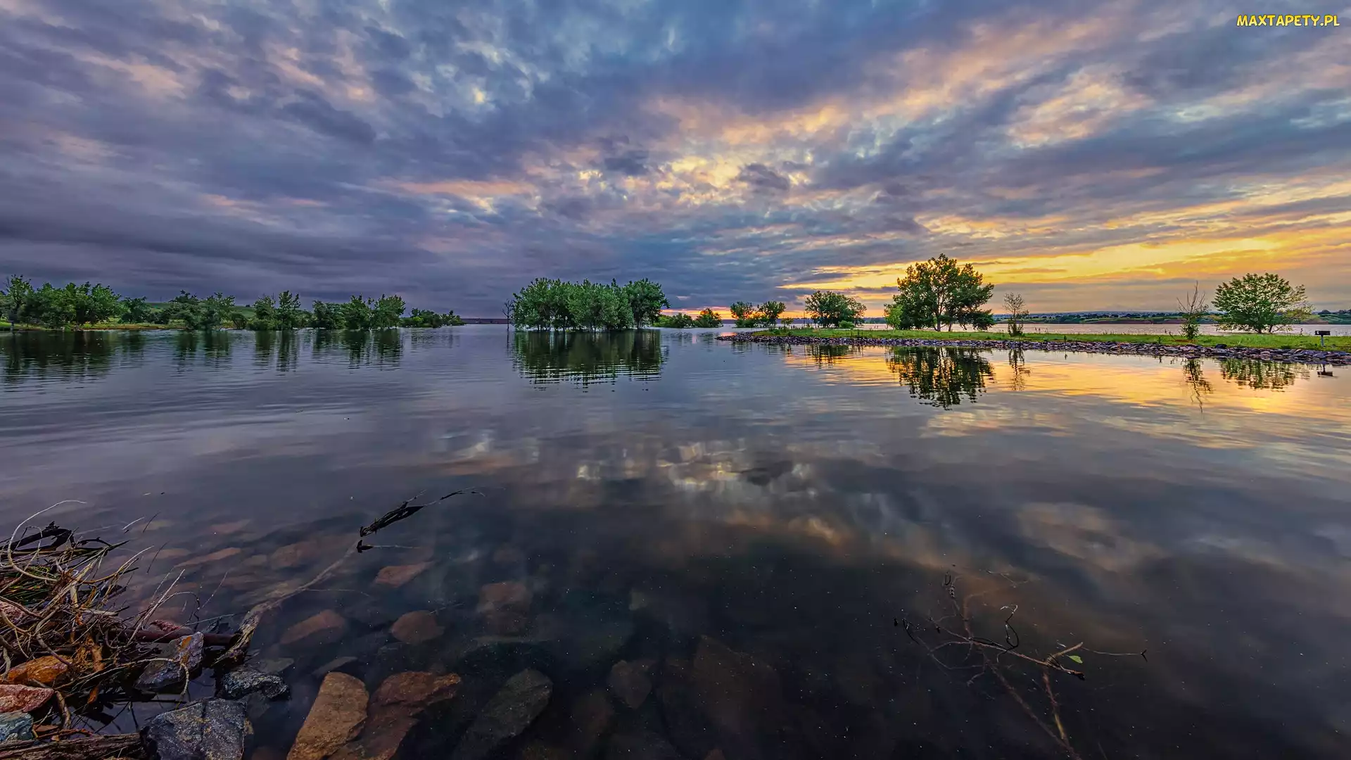 Kolorado, Jezioro, Stany Zjednoczone, Chatfield State Park, Chmury, Park stanowy, Drzewa, Chatfield Lake
