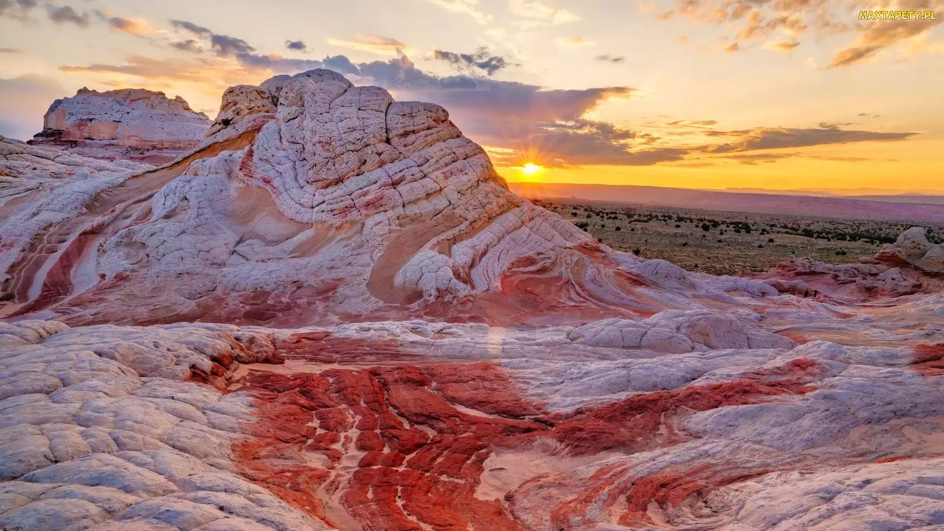 Stany Zjednoczone, Arizona, Skały, Zachód słońca, Marble Canyon, Vermillion Cliffs National Monument