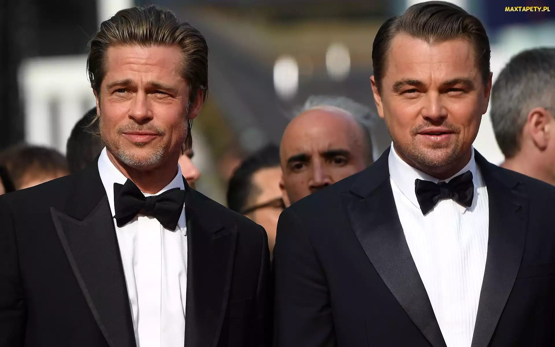 Brad Pitt, Garnitury, Aktorzy, Czarne, Koszule, Leonardo DiCaprio, Muszki, Białe