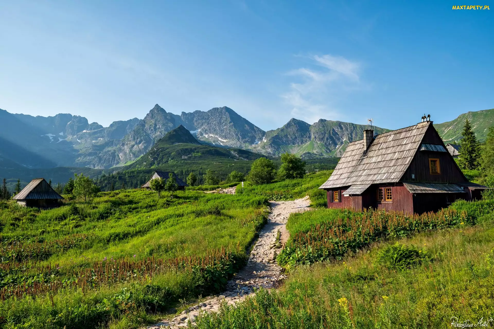 Hala Gąsienicowa, Zakopane, Drewniane, Polska, Domki, Tatry, Królowe Rówienki, Droga, Góry