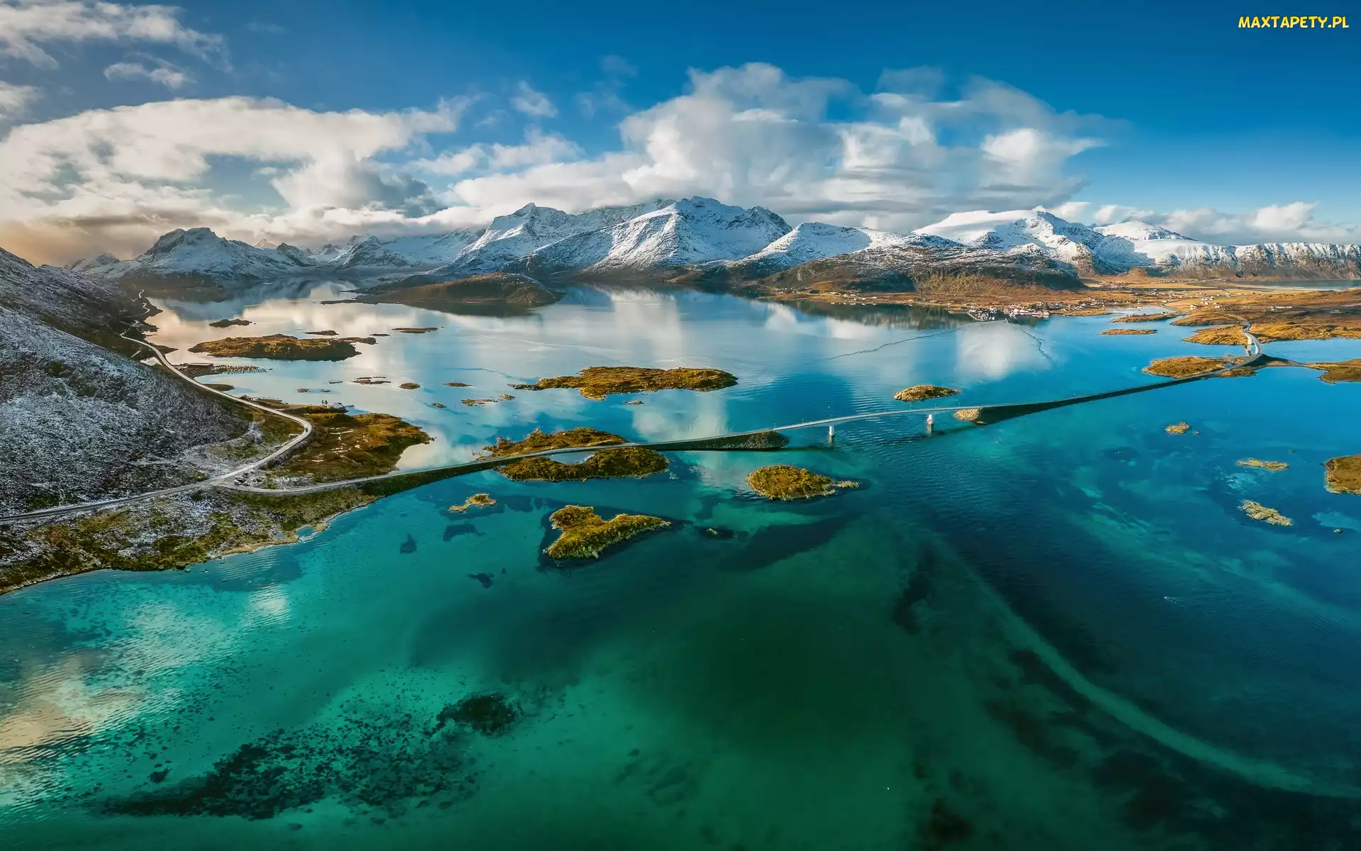 Morze, Norwegia, Chmury, Lofoty, Góry