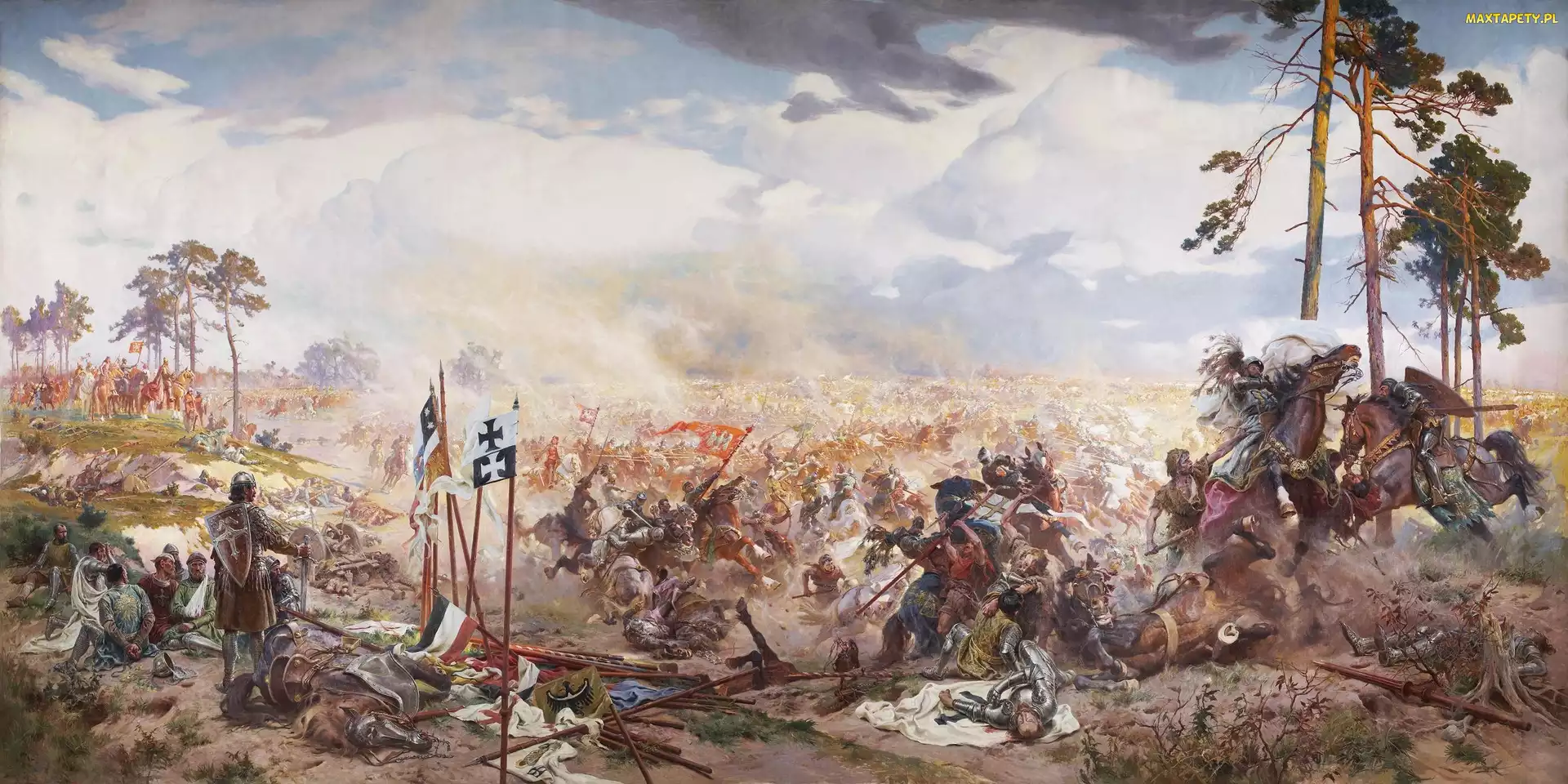 Obraz olejny, Panorama bitwy pod Grunwaldem, Zygmunt Rozwadowski, Tadeusz Popiel, Malarstwo