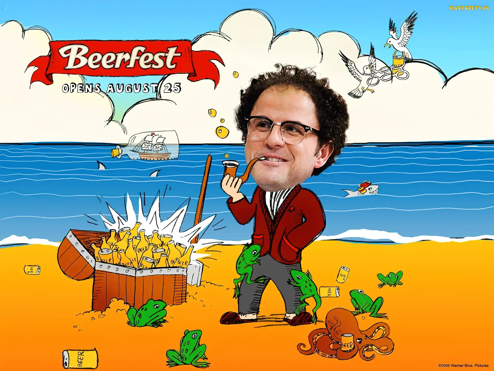 plaża, fajka, Beerfest, mężczyzna
