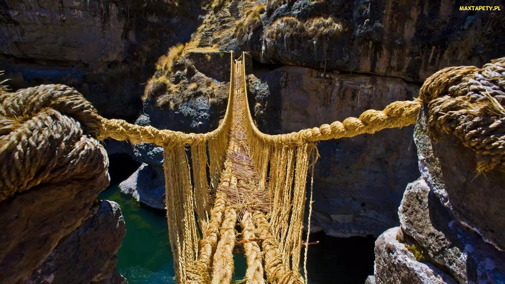 Apurimac River, Rzeka, Prowincja Canas, Skały, Qeswachaka Rope Bridge, Peru, Most linowy