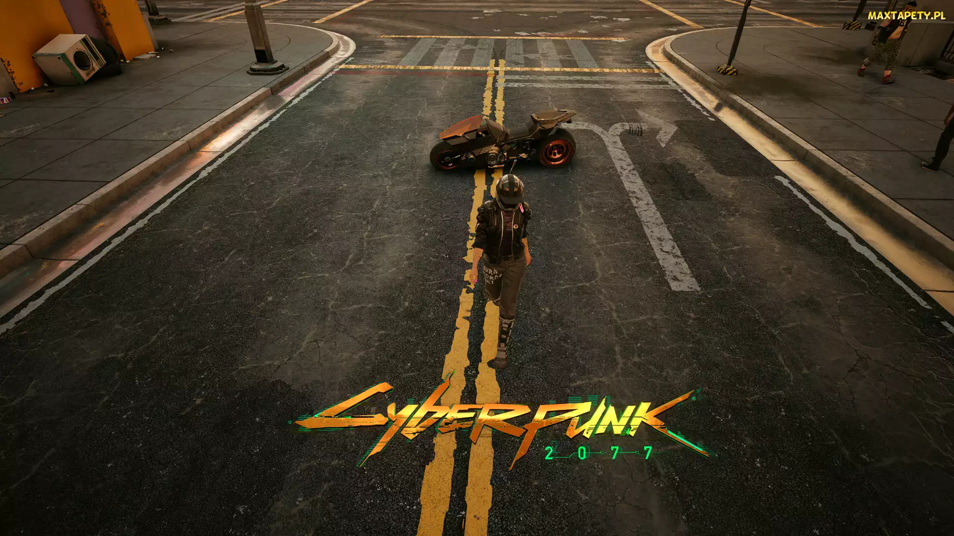 Ulica, Cyberpunk 2077, Gra, Motocykl, Postać