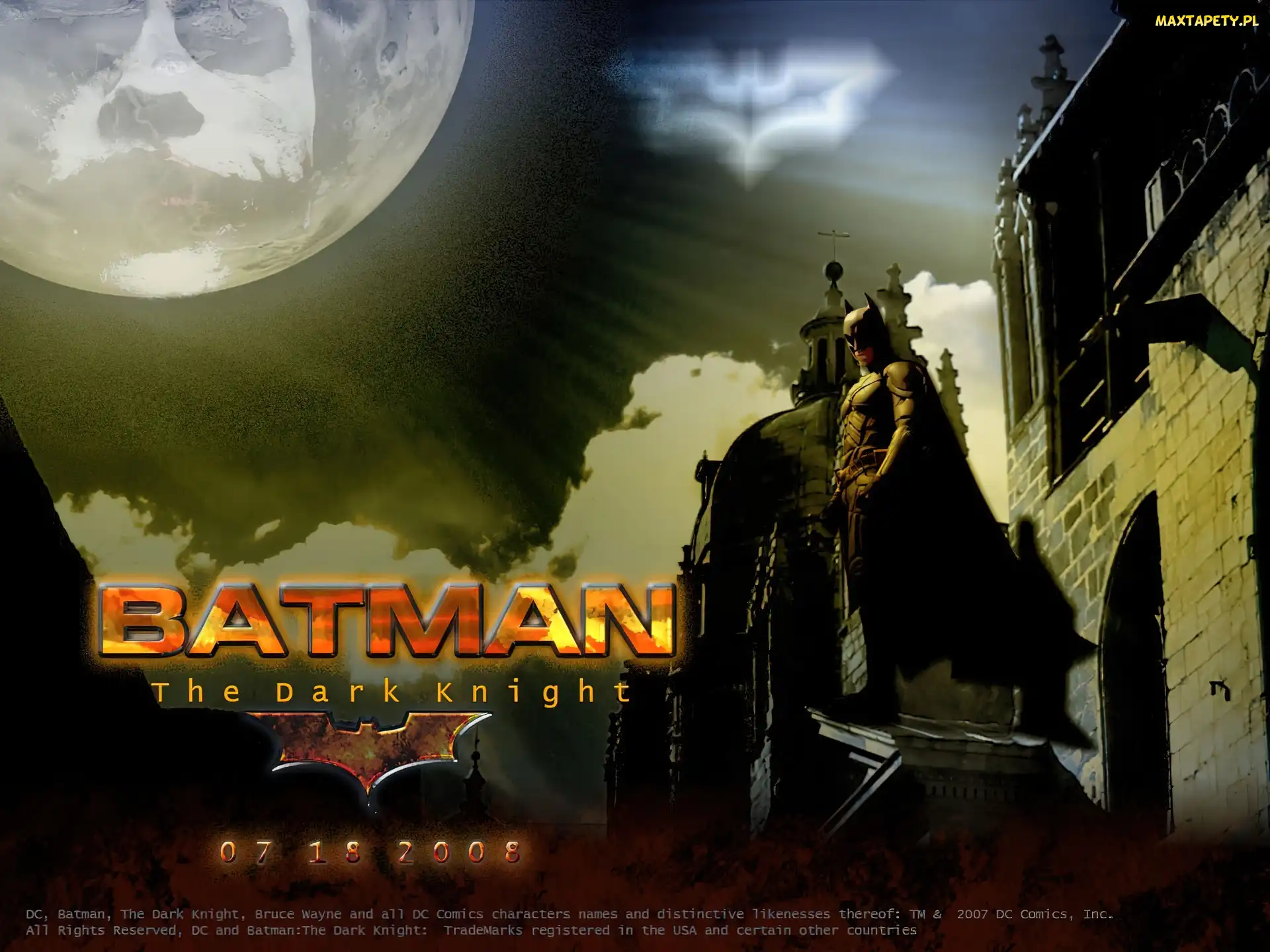 batman, budynek, Batman Dark Knight, księżyc
