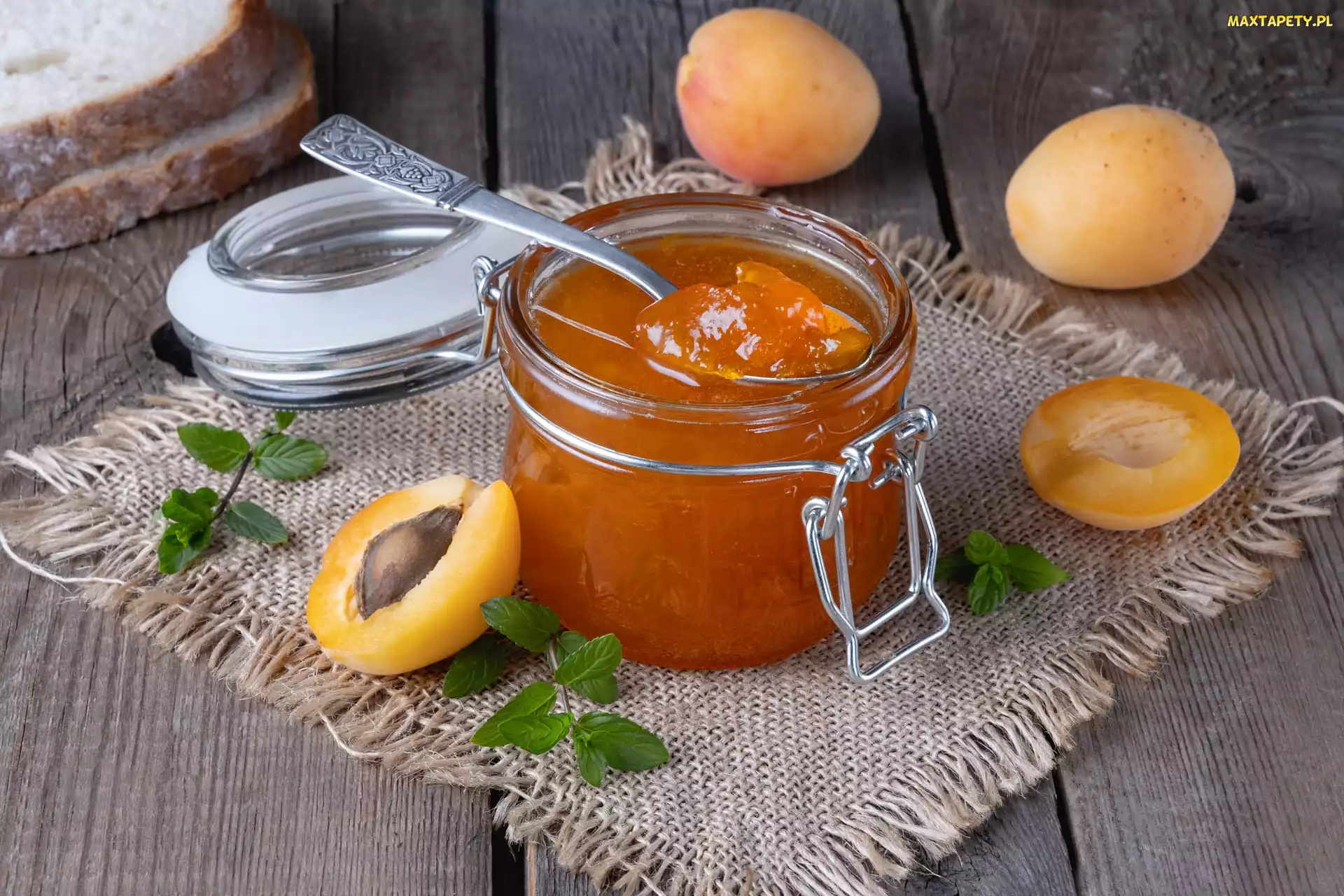 Łyżeczka, Serwetka, Owocowy, Dżem, Morele, Słoik