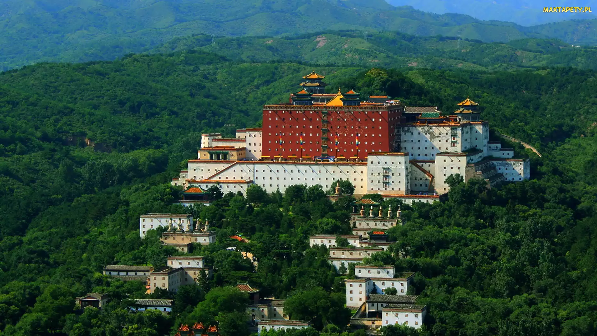 Chengde, Putuo Zongcheng Temple, Góry, Chiny, Świątynia, Zalesione, Las