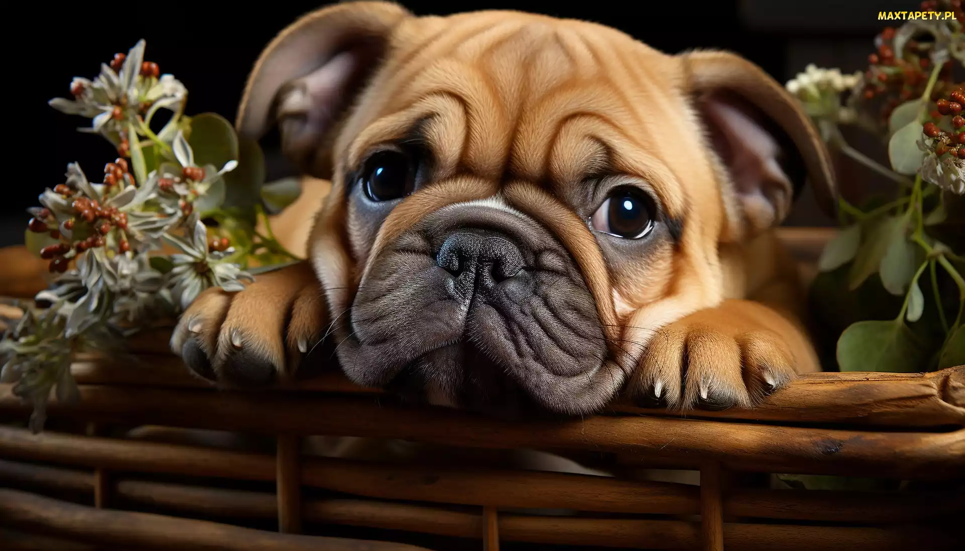 Grafika, Buldog, Pies, Szczeniak