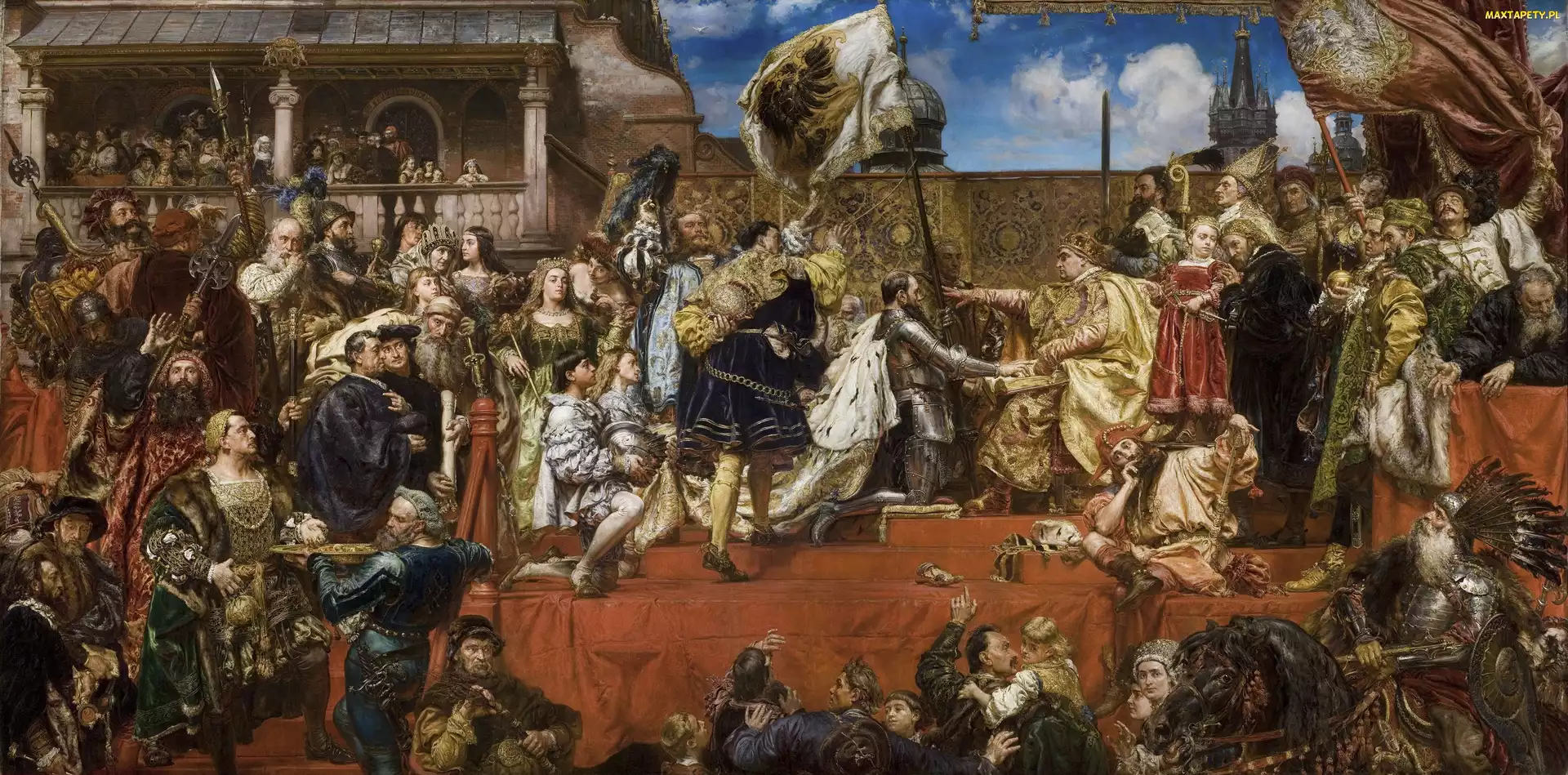 Jan Matejko, Zygmunt I Stary, Reprodukcja obrazu, Król, Albrecht Hohenzollern, Hołd pruski 1525, Kraków, Książę