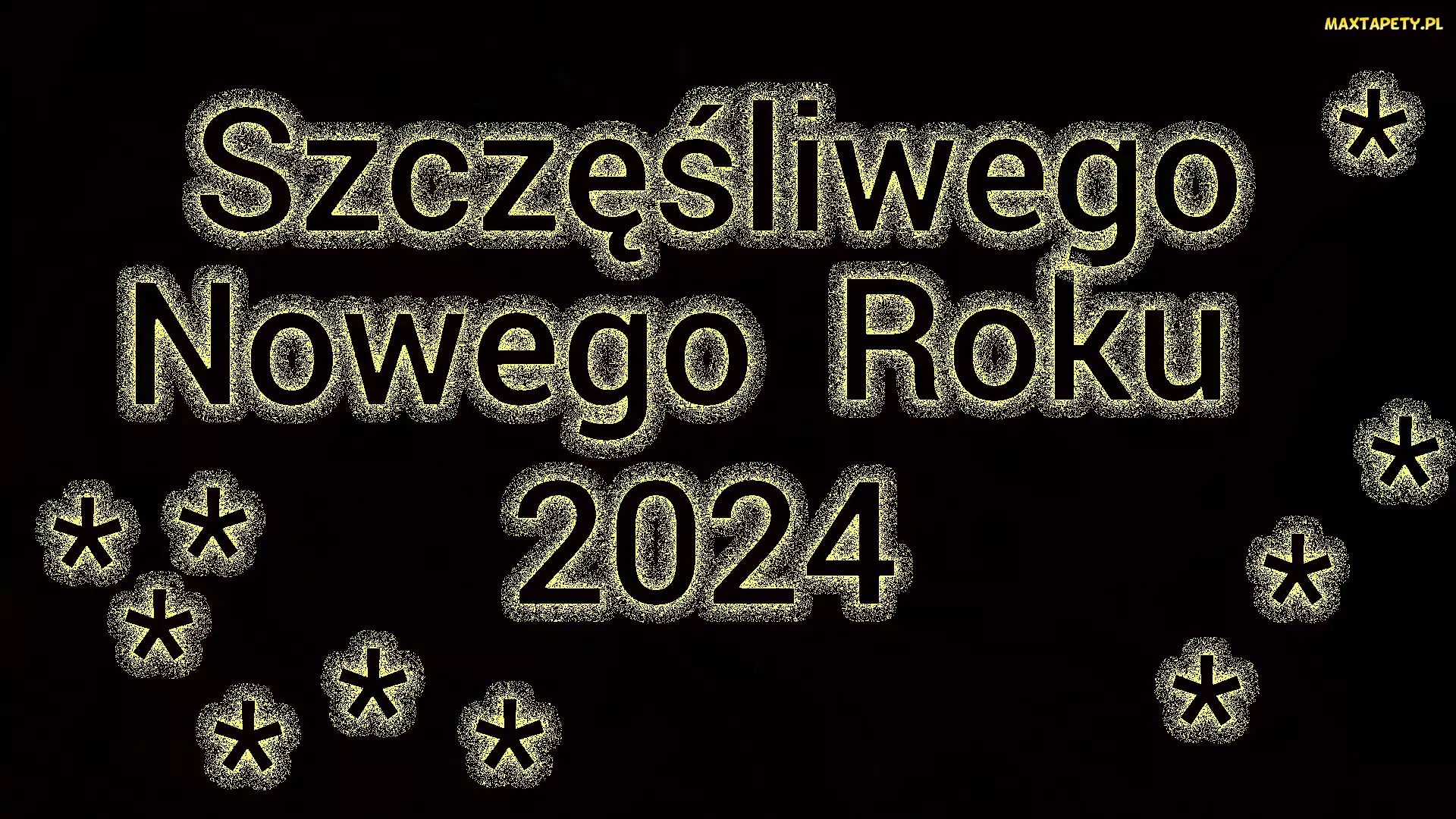 Czarne, Gwiazdki, Napis, Tło, 2024, Sylwester, Szczęśliwego Nowego Roku