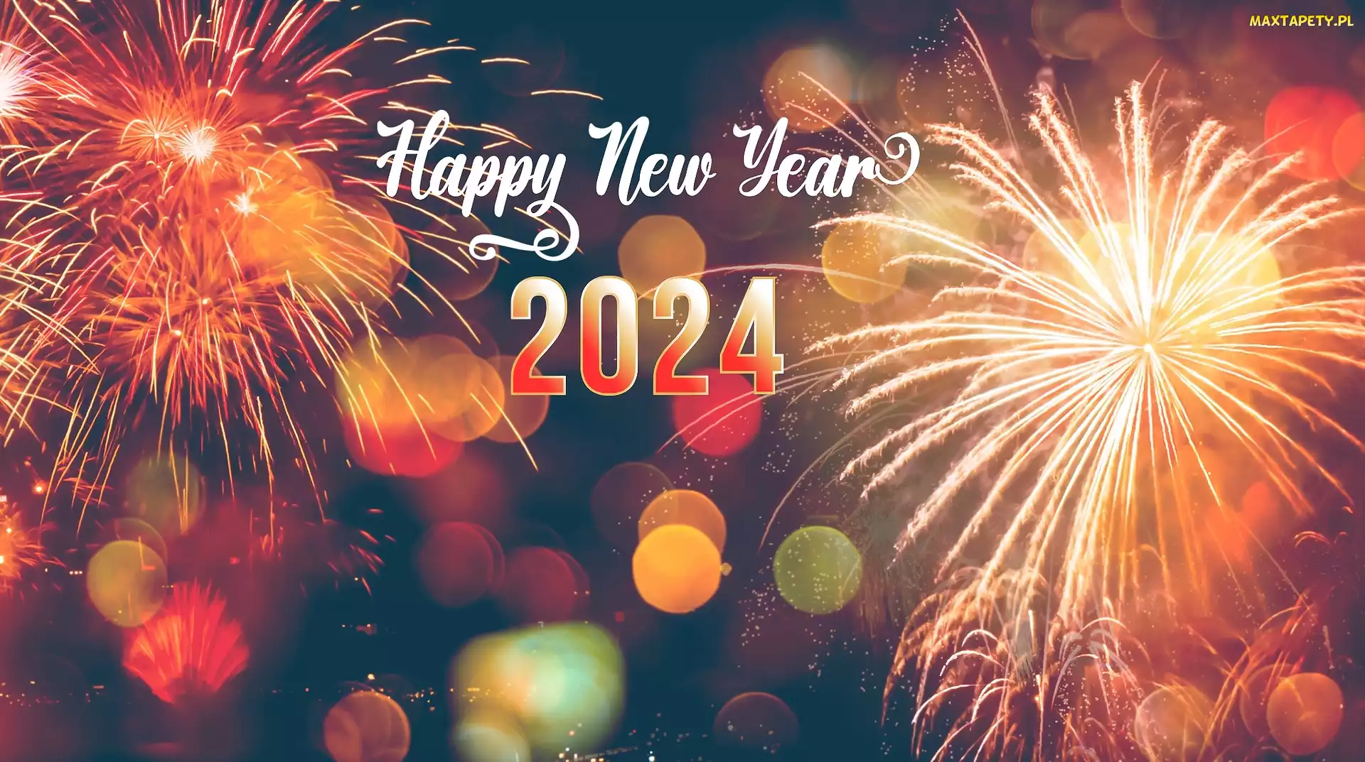 Sztuczne ognie, Happy New Year, 2024, Napis