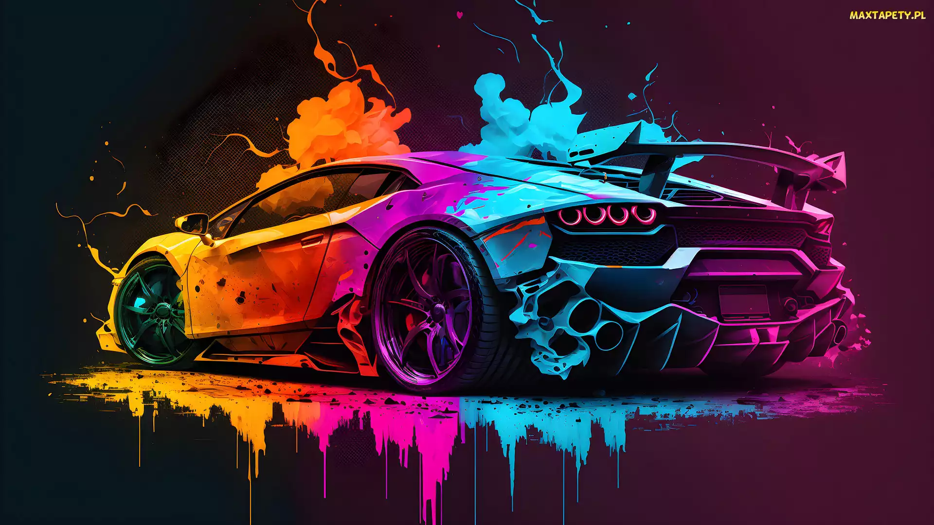 Lamborghini, Kolorowe, Grafika, Samochód