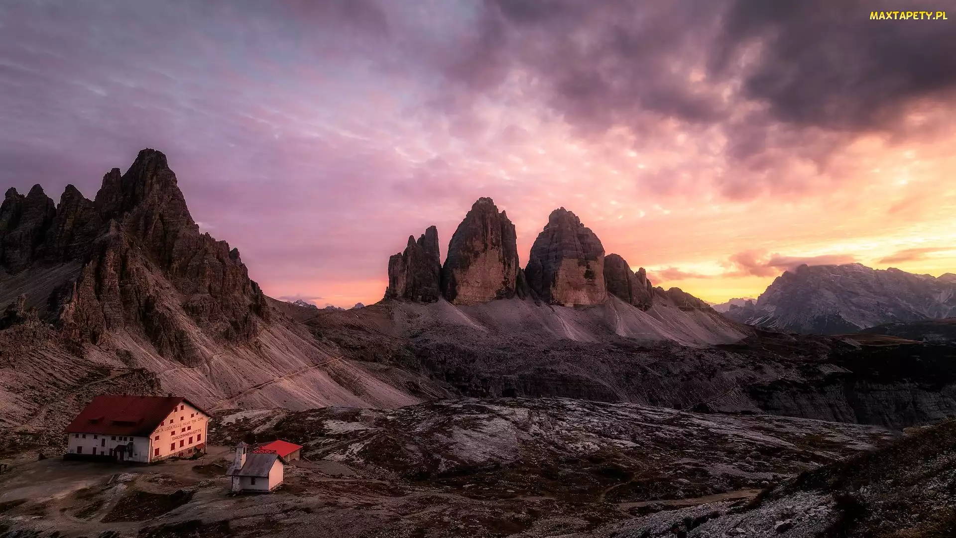 Tre Cime di Lavaredo, Schronisko, Góry, Dom, Kaplica, Dolomity, Włochy, Auronzo
