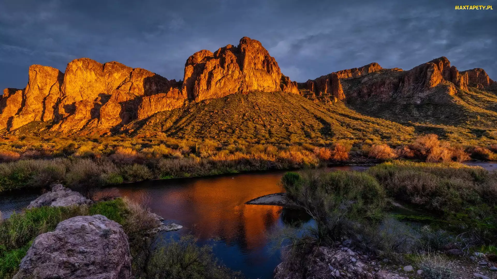 Salt River, Rzeka, Arizona, Roślinność, Goldfield Mountains, Stany Zjednoczone, Góry