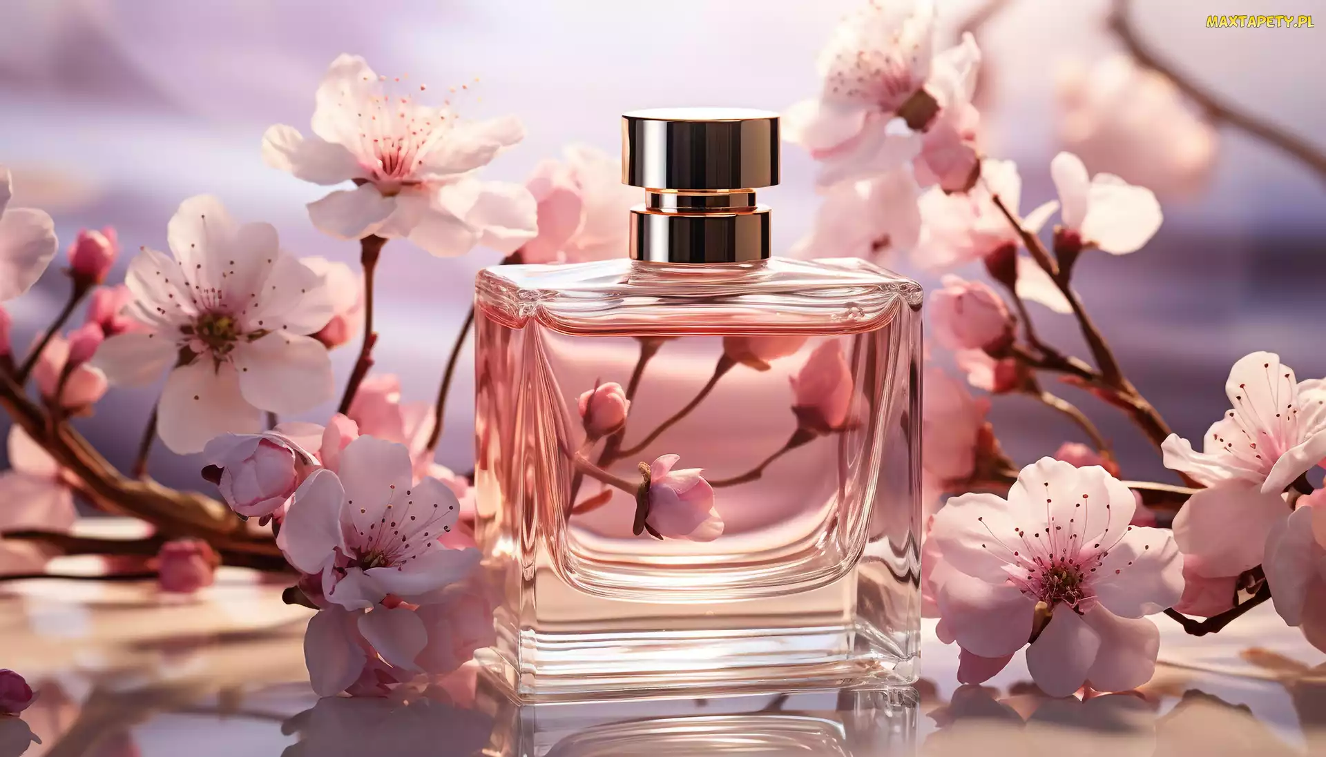 Grafika, Perfumy, Kwiaty, Kompozycja, Flakon, Różowe, Wiosna