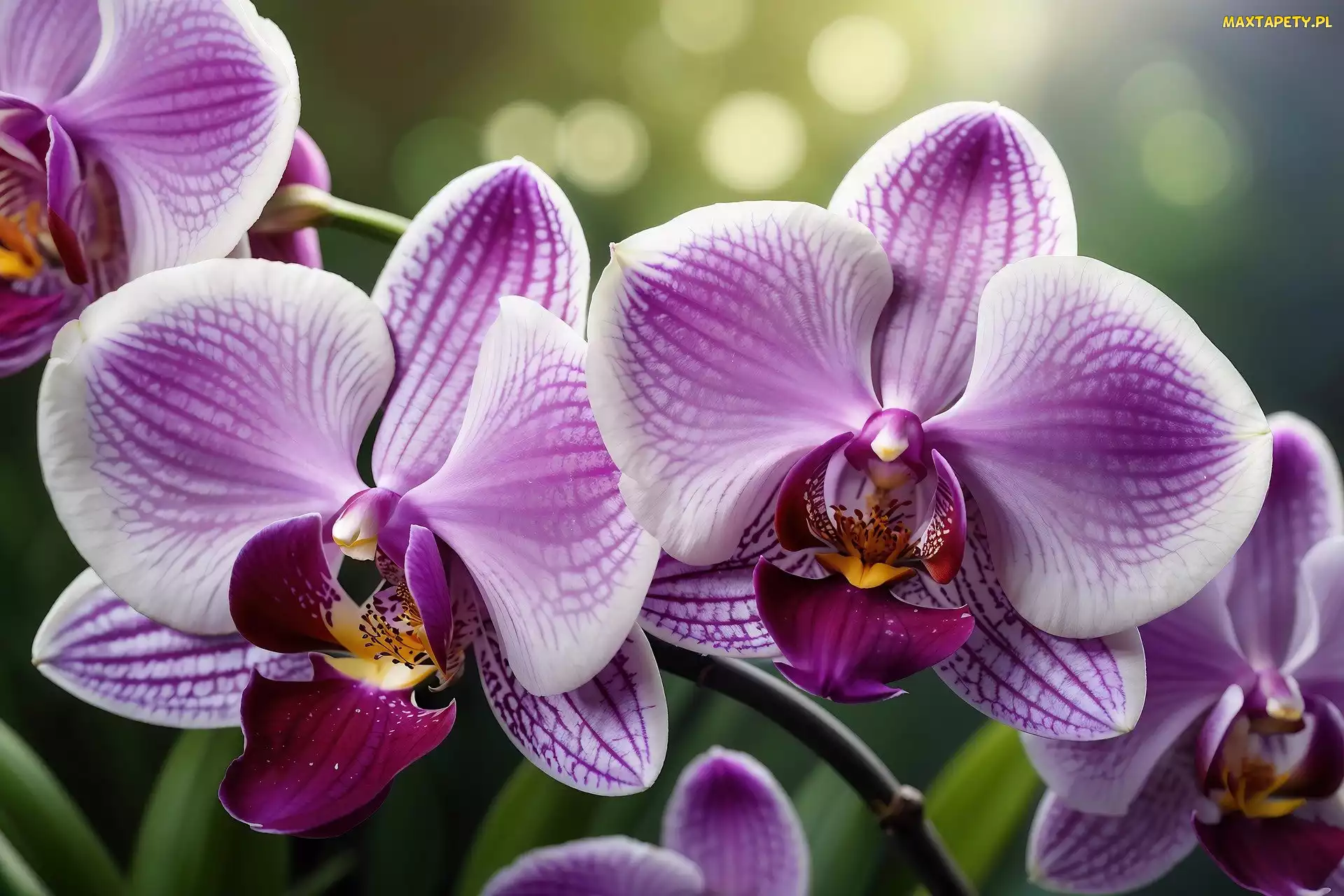 Purpurowa, Grafika, Storczyk, Orchidea, Kwiat