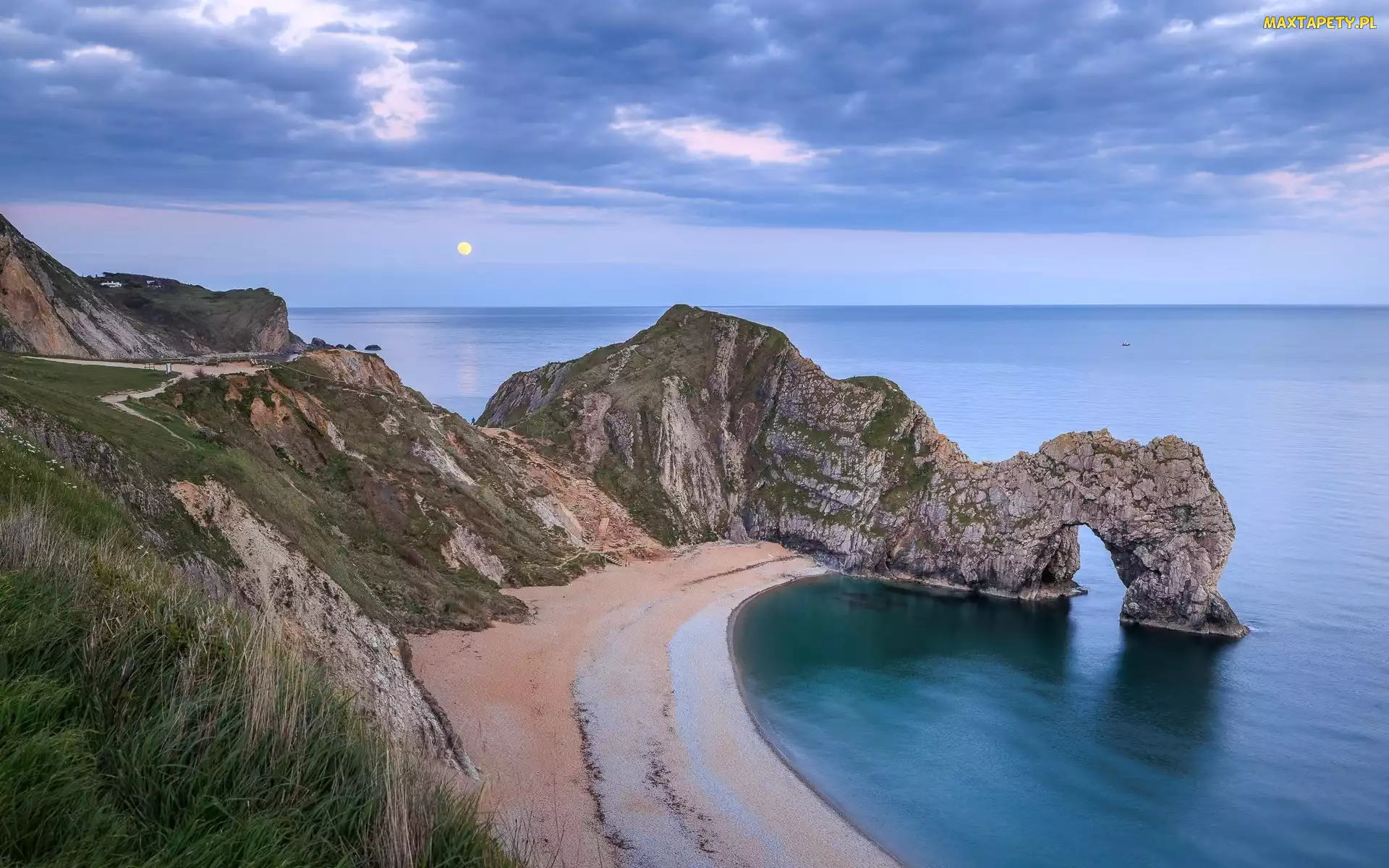 Hrabstwo Dorset, Skały, Anglia, Wybrzeże Jurajskie, Łuk skalny, Morze, Durdle Door, Plaża