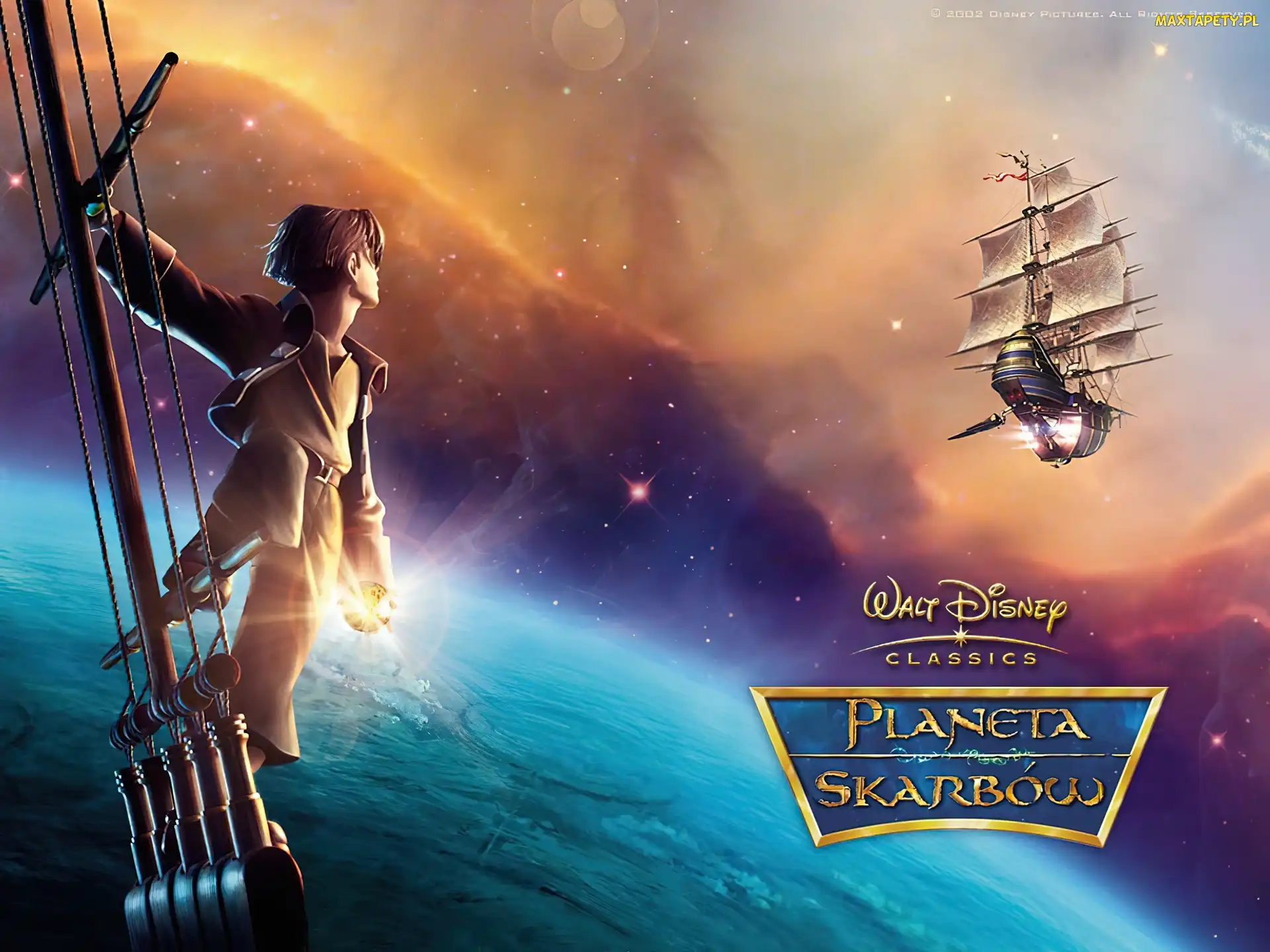Film animowany, statek, Treasure Planet, chłopiec, Planeta skarbów