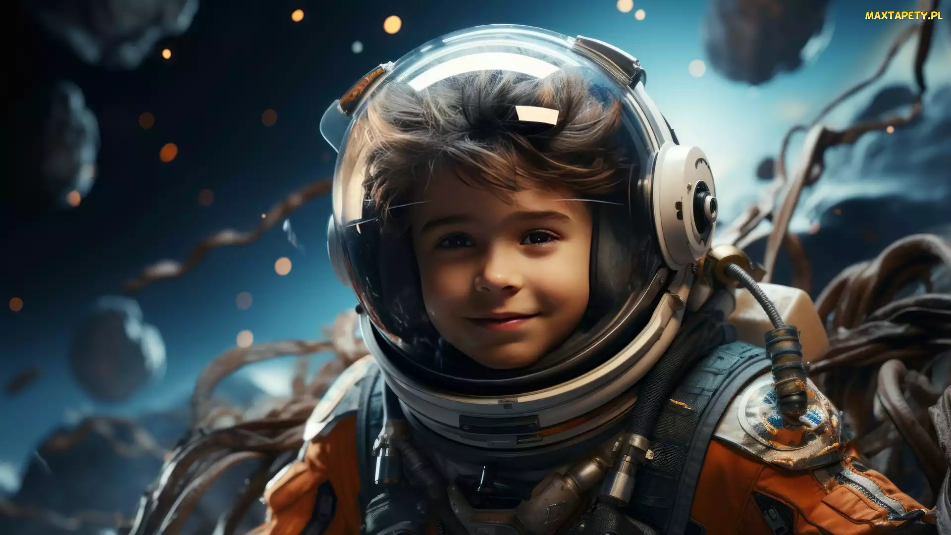Kosmos, Kosmiczny, Mały, Chłopiec, Astronauta, Skafander