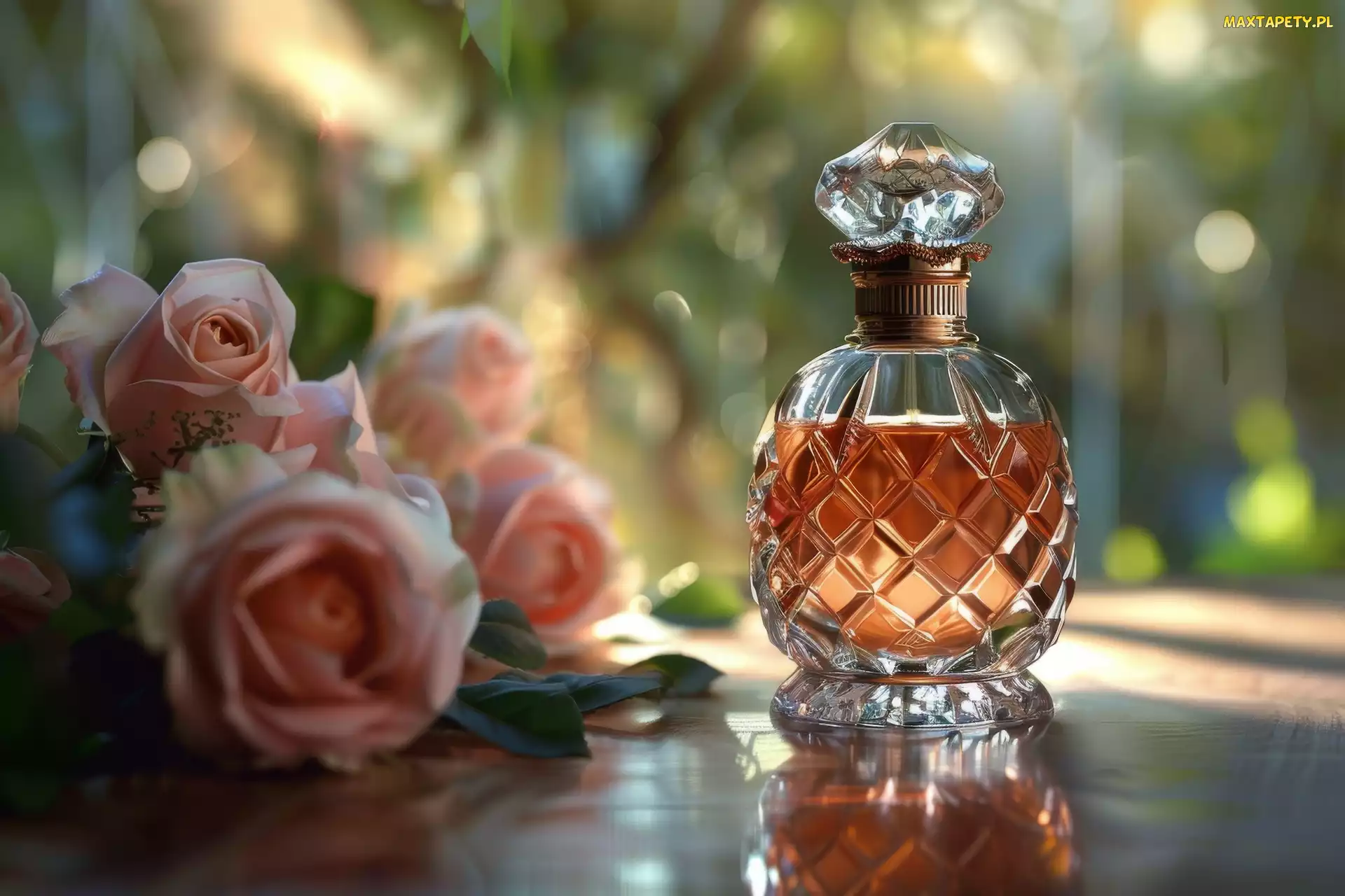 Perfumy, Kompozycja, Róże, Kwiaty, Flakon