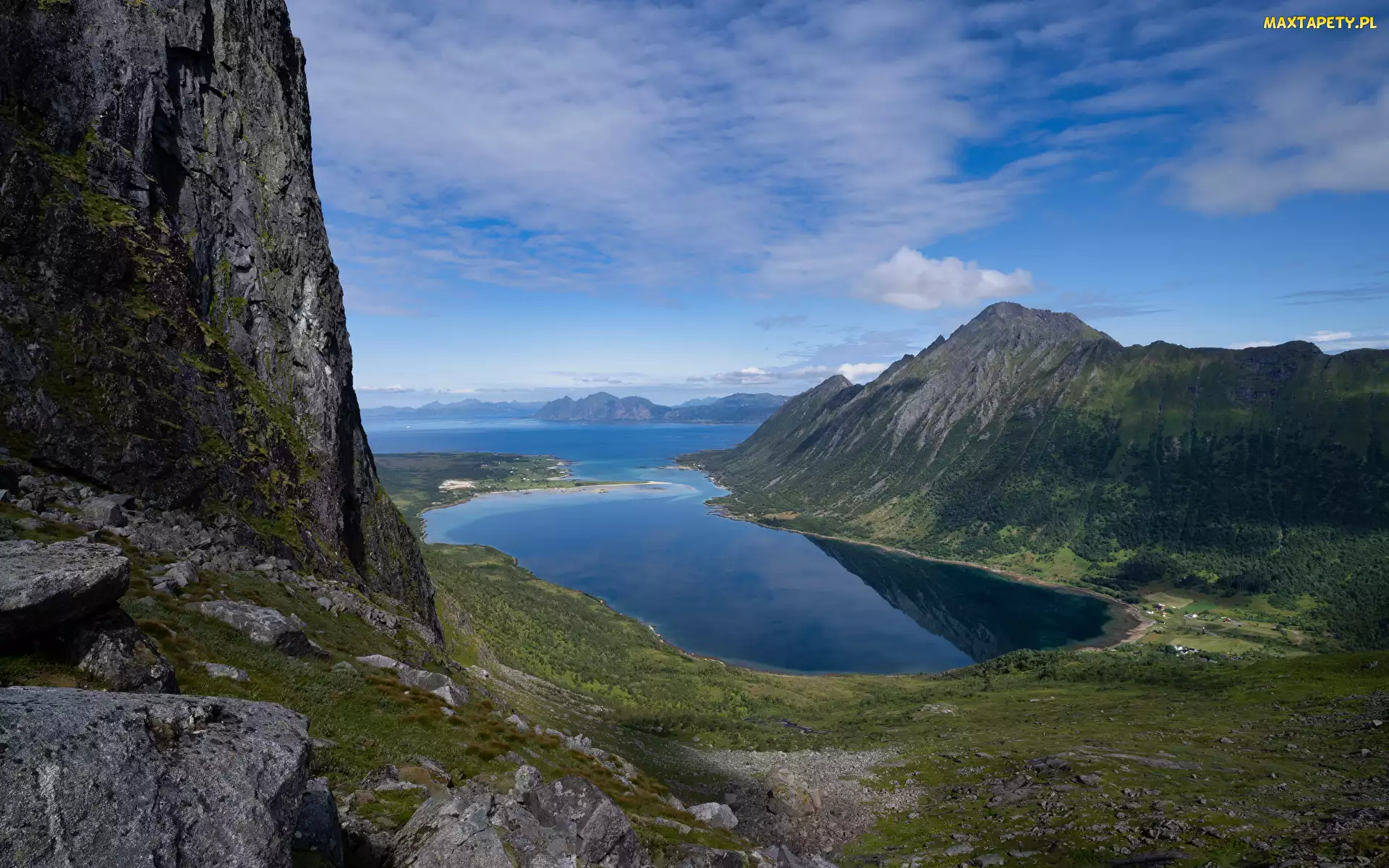 Lofoty, Morfjorden, Fiord, Góry, Norwegia