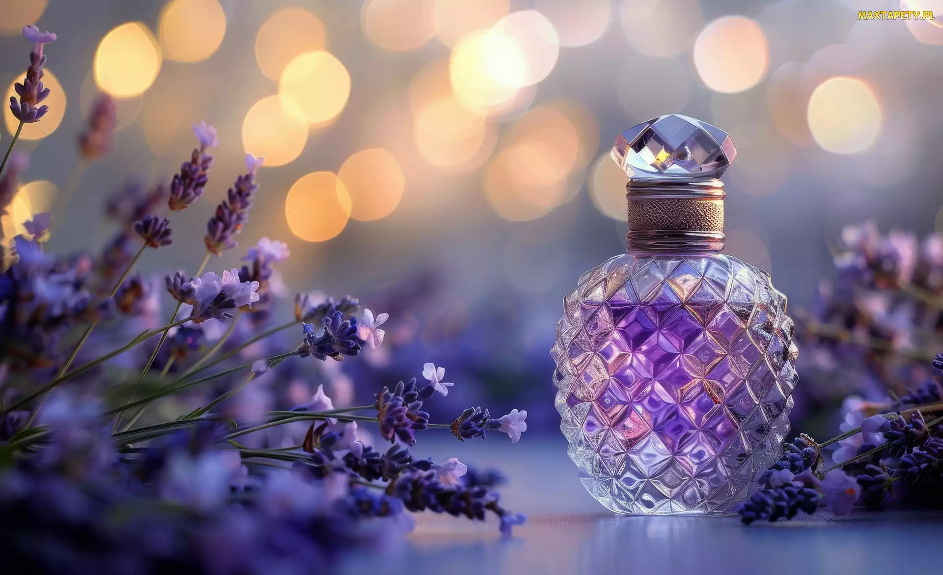 Grafika, Kwiaty, Flakon, Kompozycja, Perfumy, Lawenda
