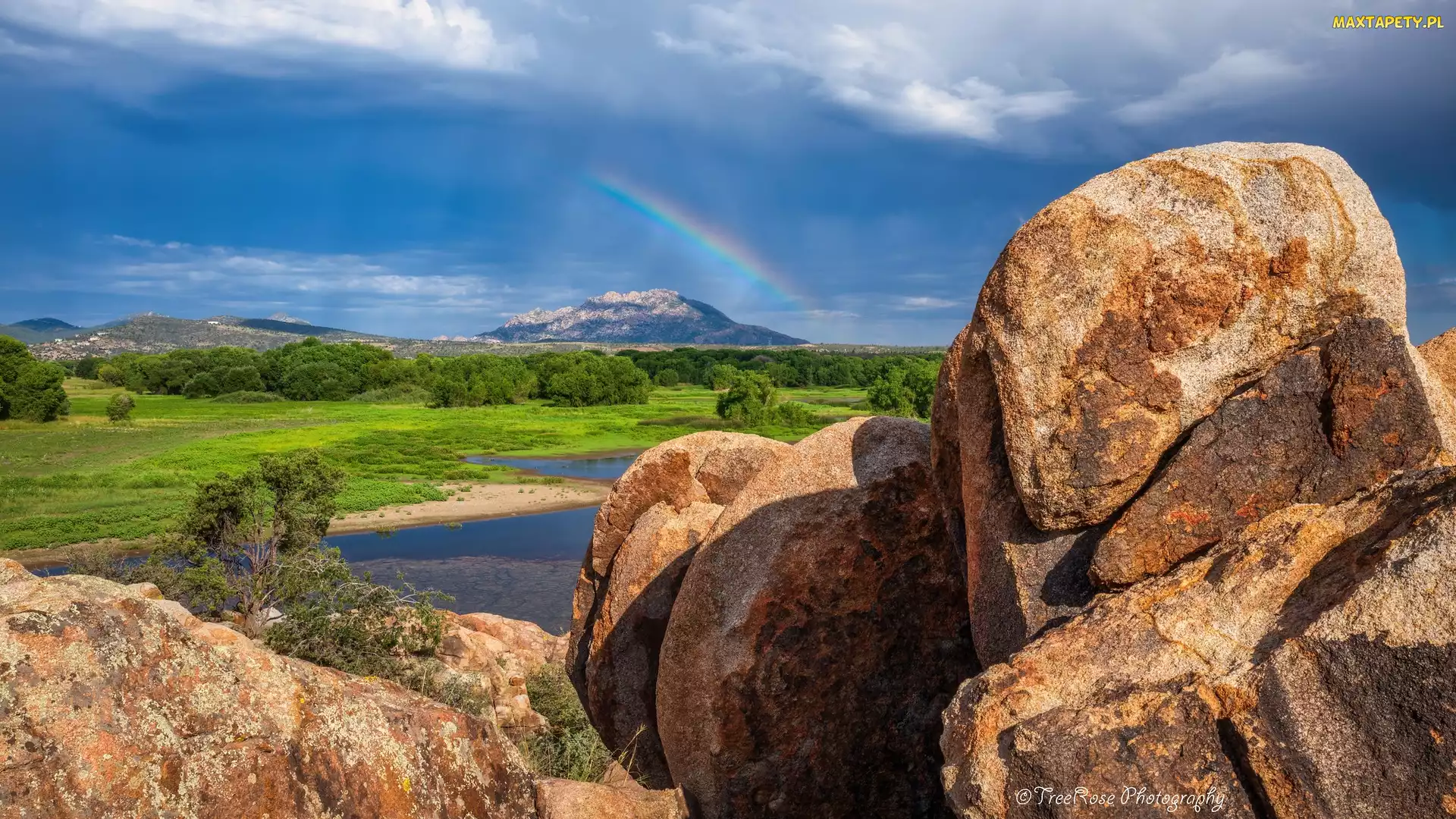 Tęcza, Stany Zjednoczone, Arizona, Wzgórza, Skały
