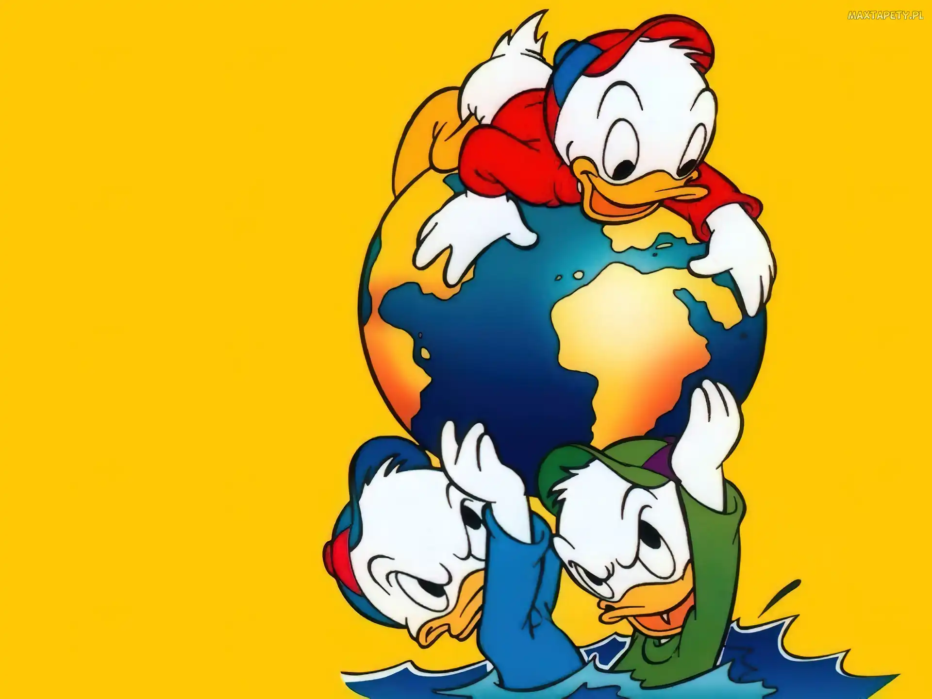 siostrzeńcy, globus, Kaczor Donald