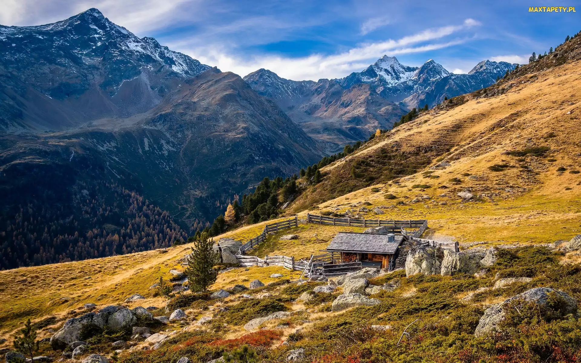 Tyrol, Alpy, Austria, Góry, Chata, Karyntia, Ogrodzenie, Jesień