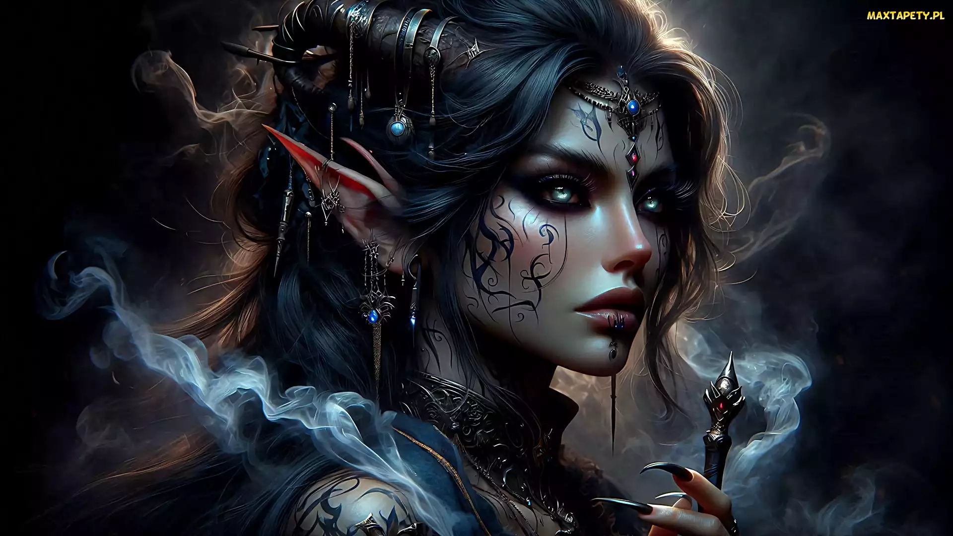 Elfka, Fantasy, Dym, Biżuteria, Kobieta