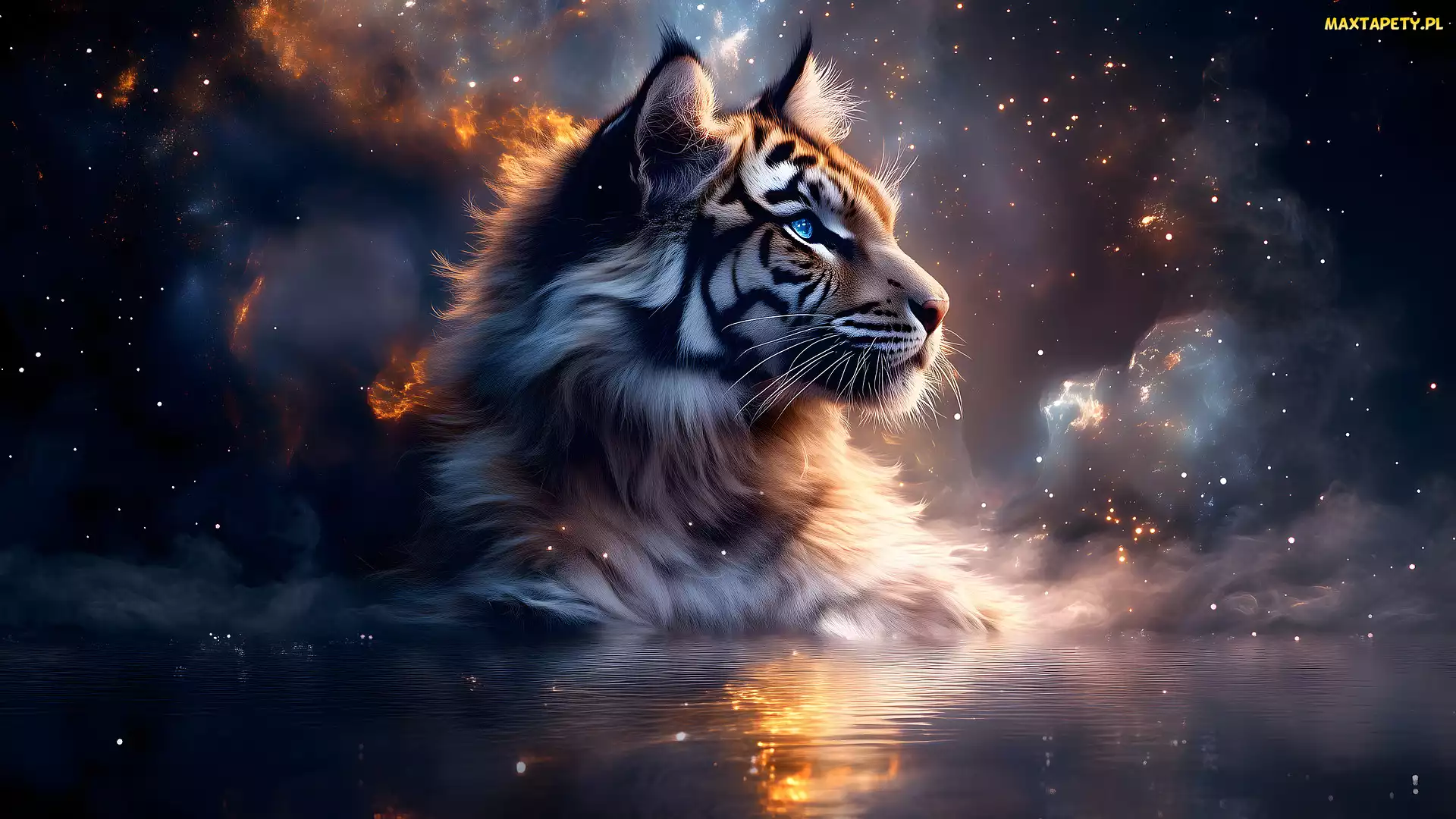 Woda, Tygrys, Grafika, Fantasy