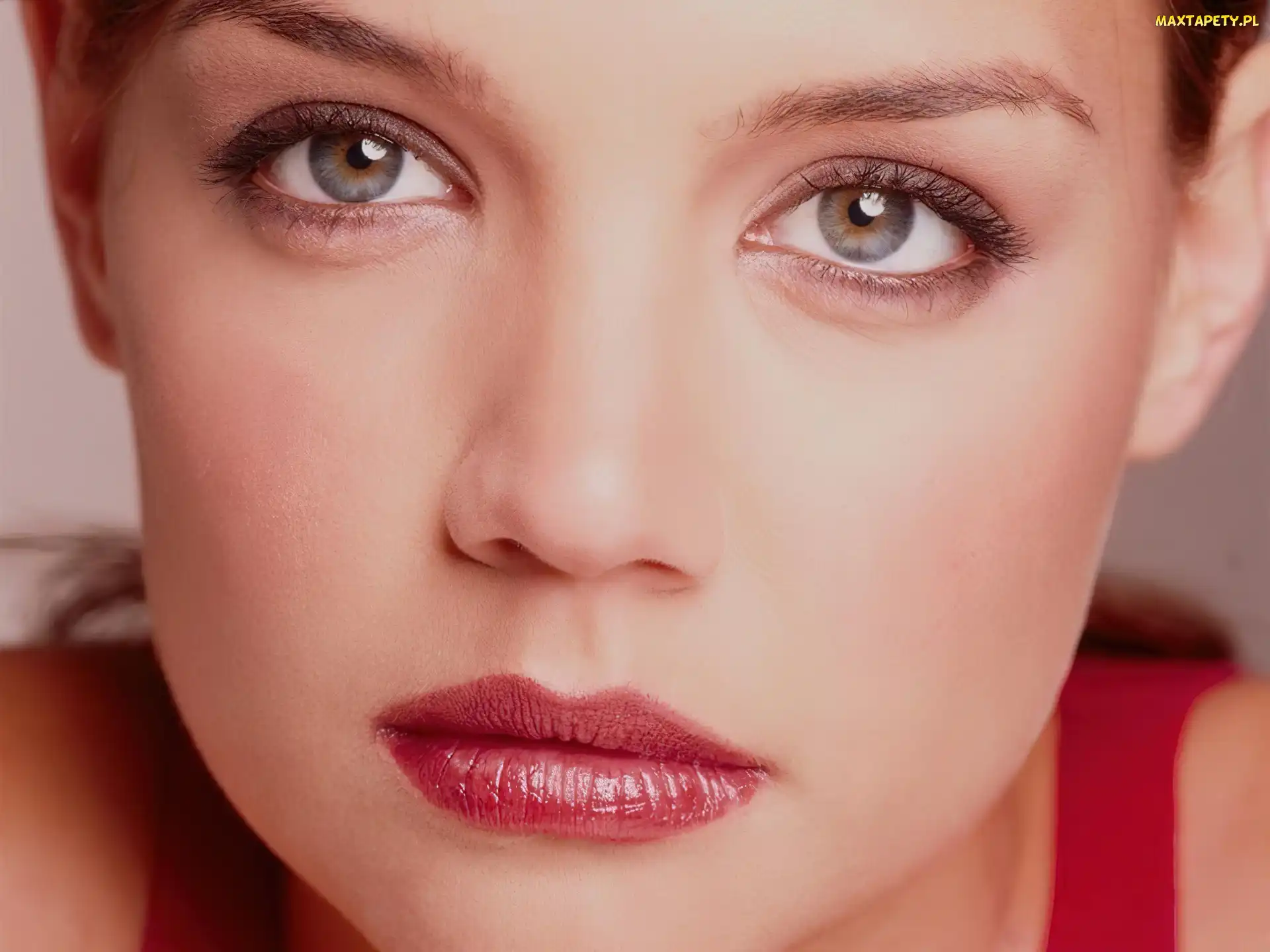 różowe, usta, szminka, oczy, Katie Holmes, duże