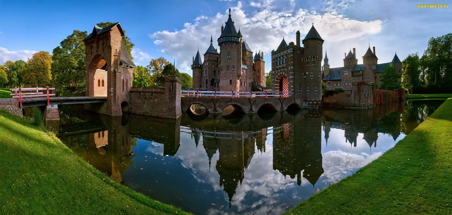 Haarzuilens, Wieża, Holandia, Castle De Haar, Staw, Zamek, Odbicie, Most