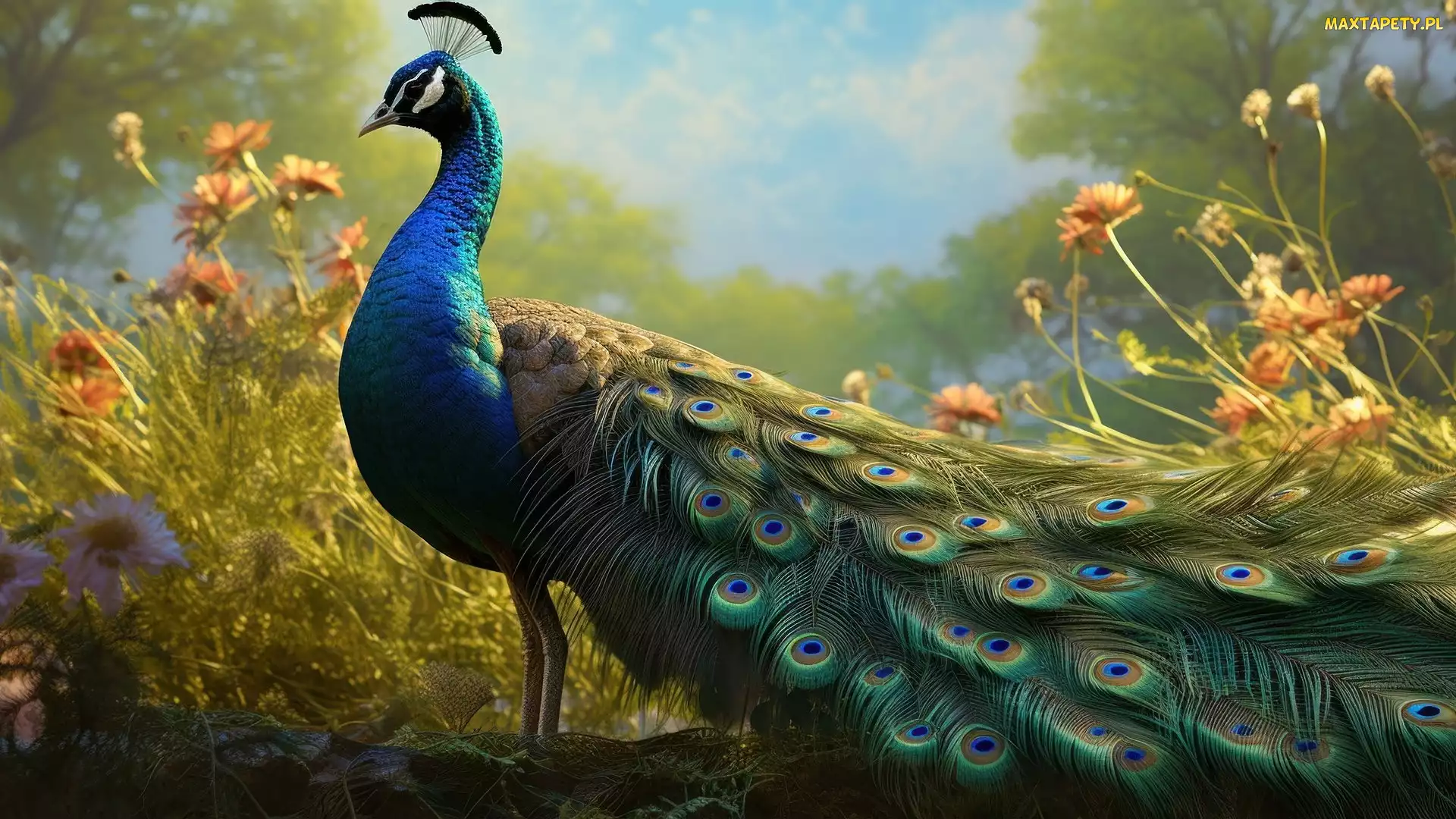 Kwiaty, Rośliny, Paw, Ogon