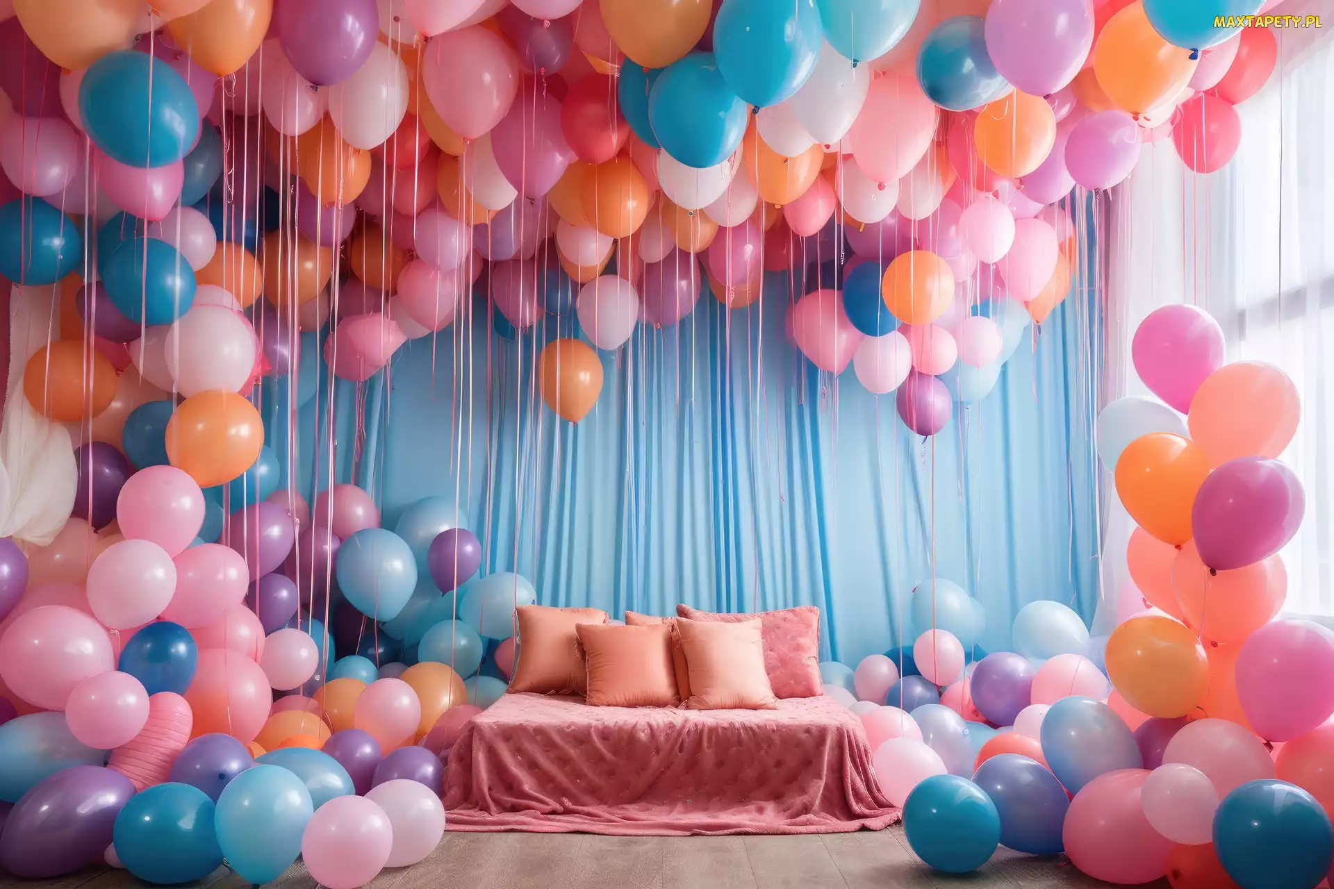 Balony, Grafika, Sypialnia, Baloniki, Kolorowe