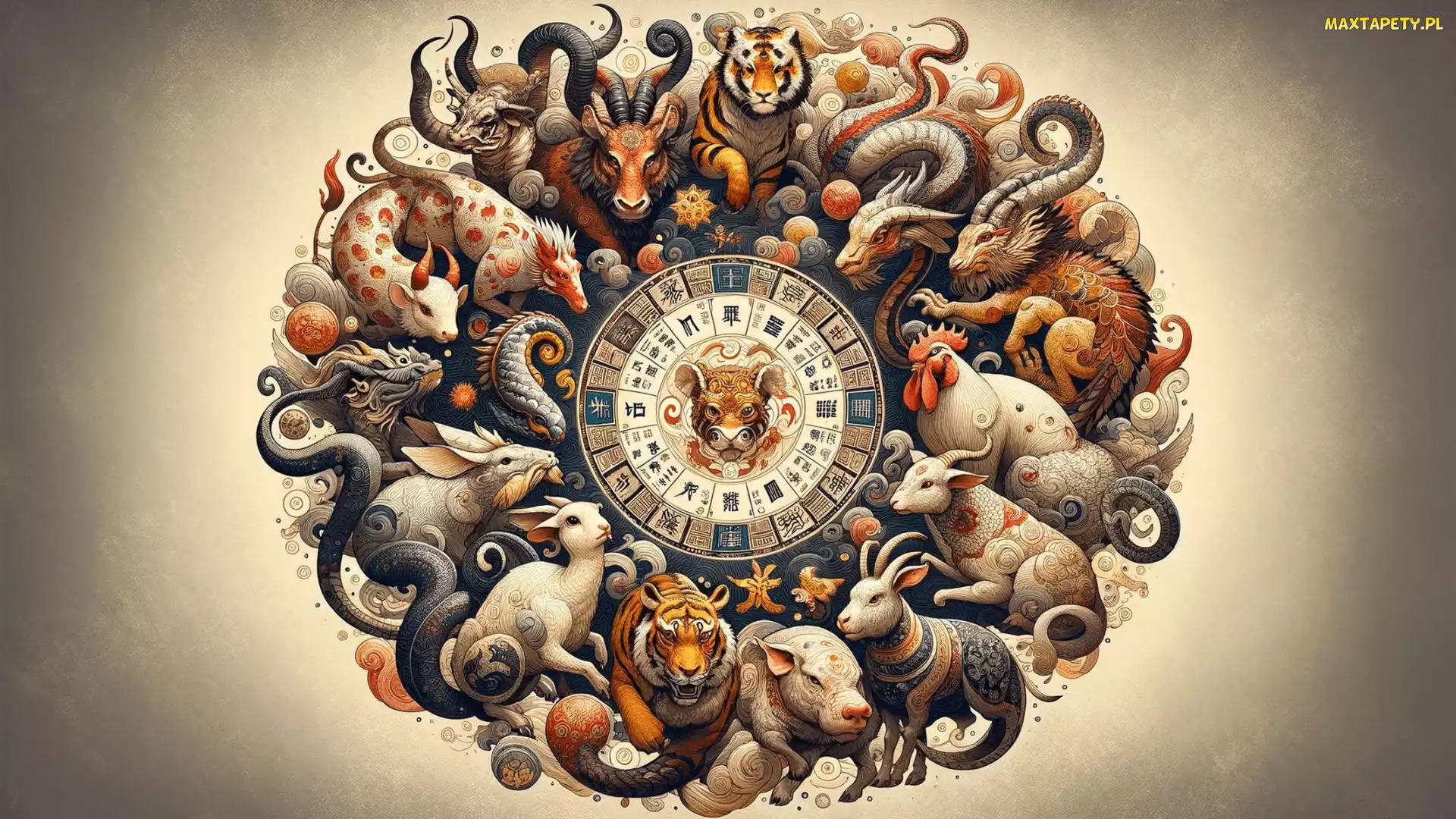 Grafika, Zwierzęta, Chiński, Zodiak