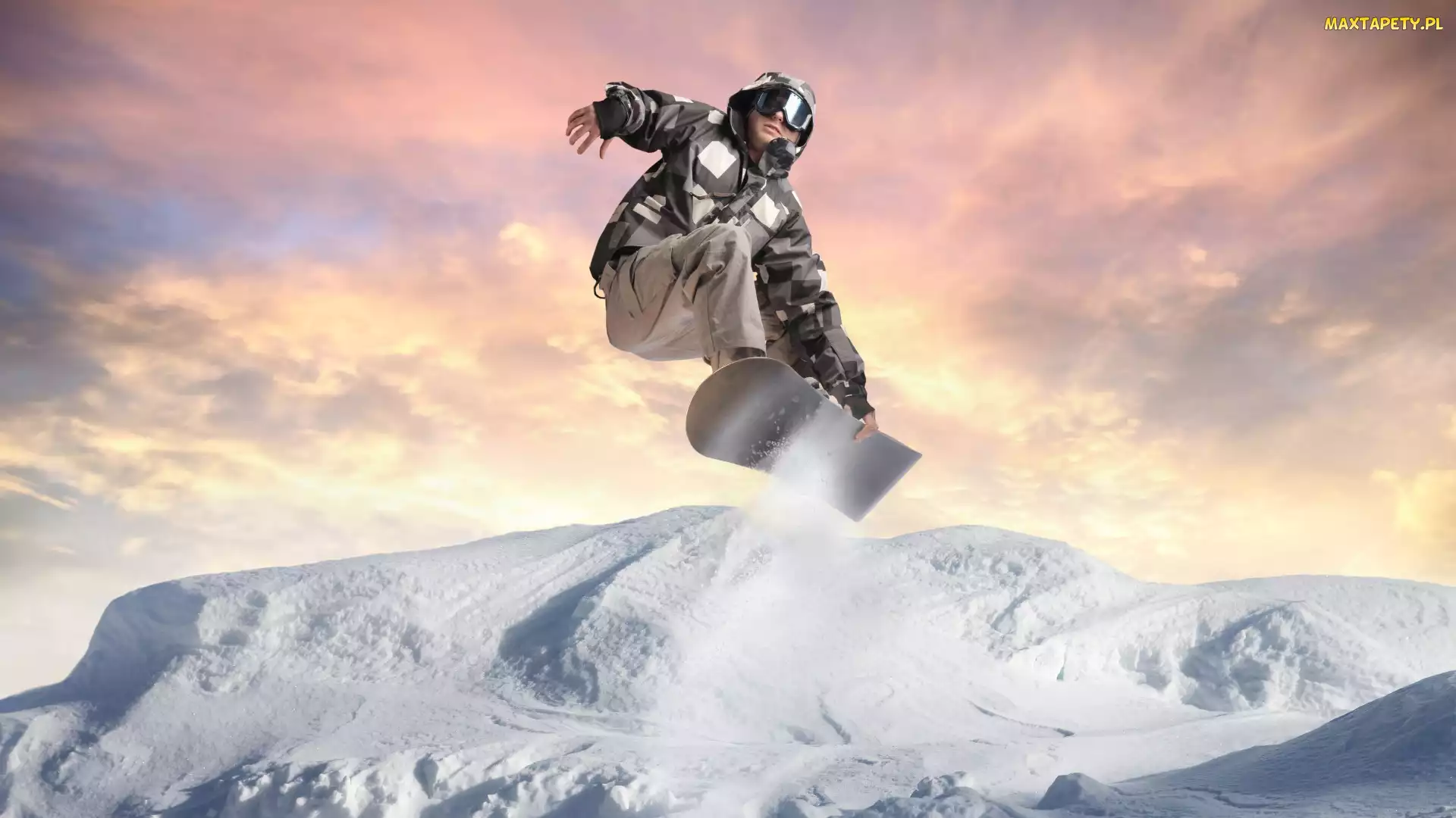 Snowboardzista, Góry, Snowboarding, Zima