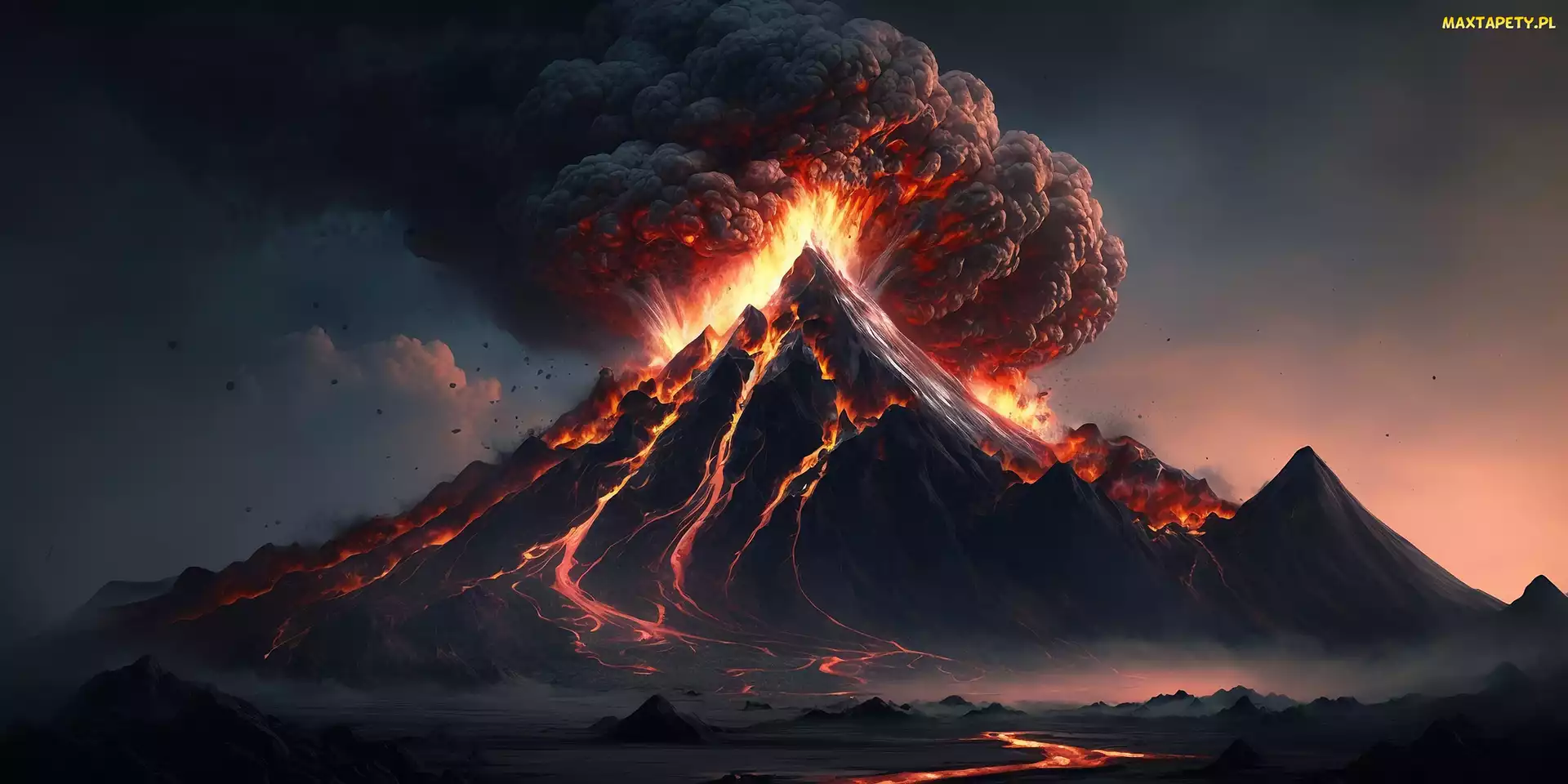 Grafika AI, Dym, Wulkan, Erupcja